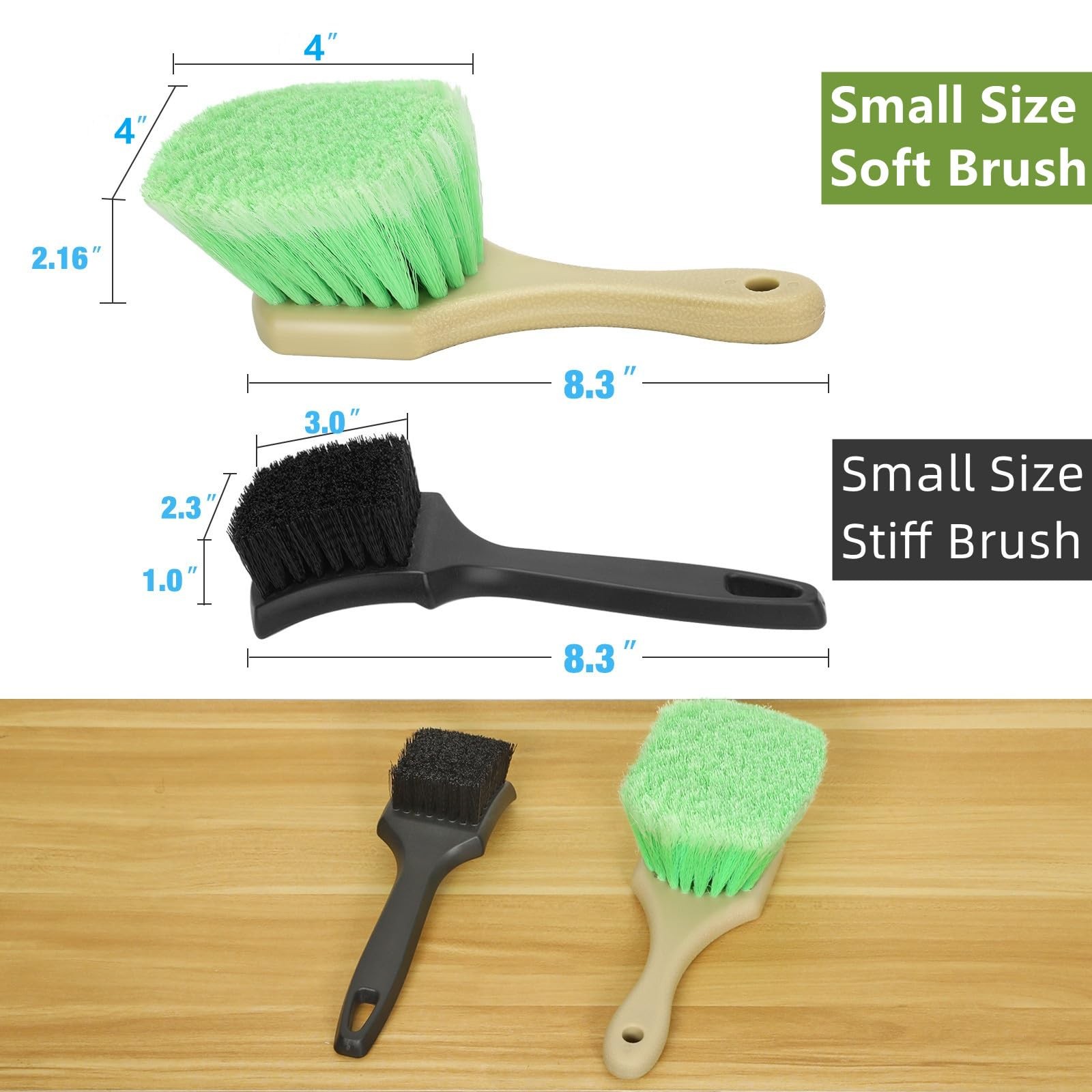 Wheel Rim & Tire Brush Set, Soft & Stiff Bristle Wash Cleaning Supplies Kit f…