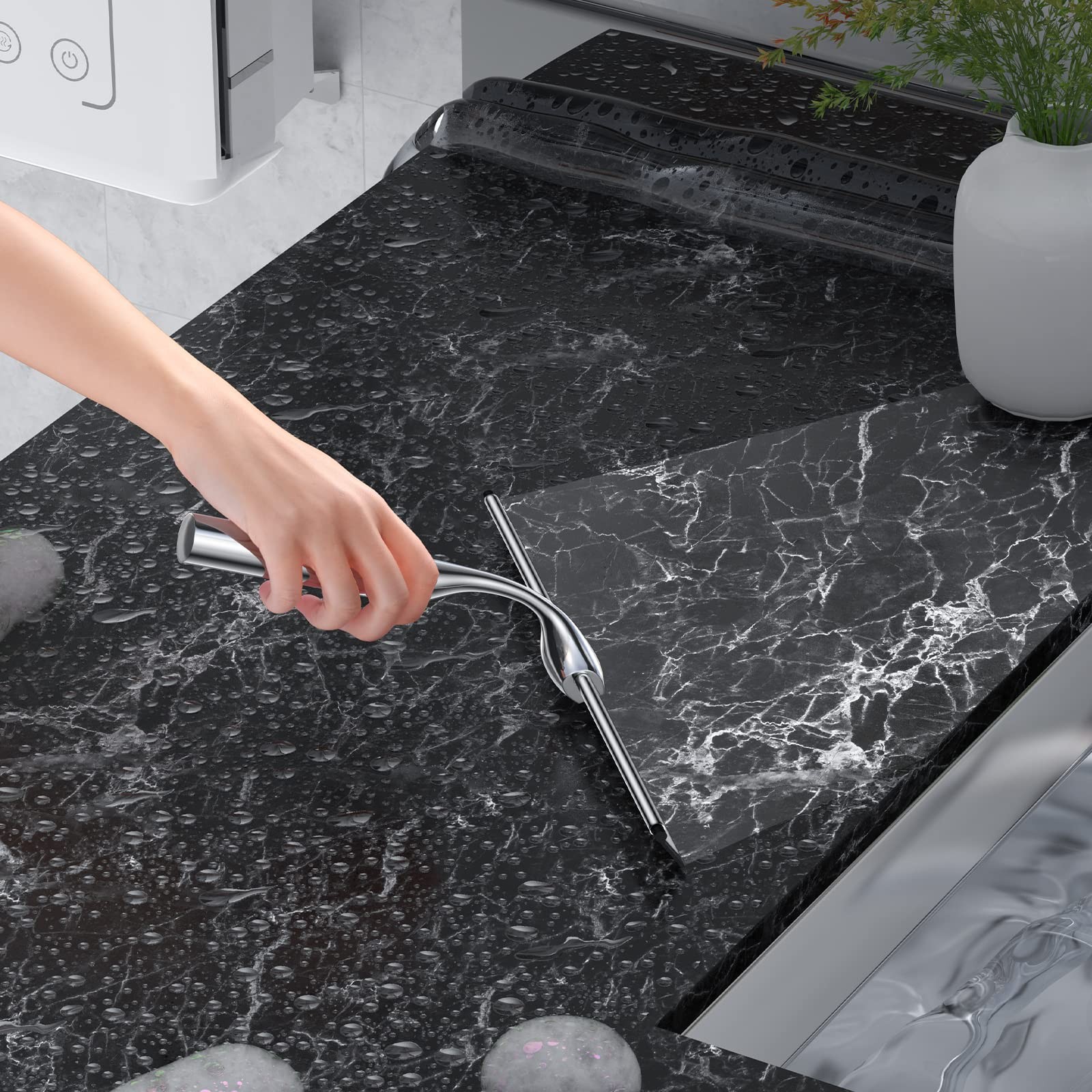 Shower Squeegee for Glass Door Stainless Steel Bathroom Squeegee Window Wiper…
