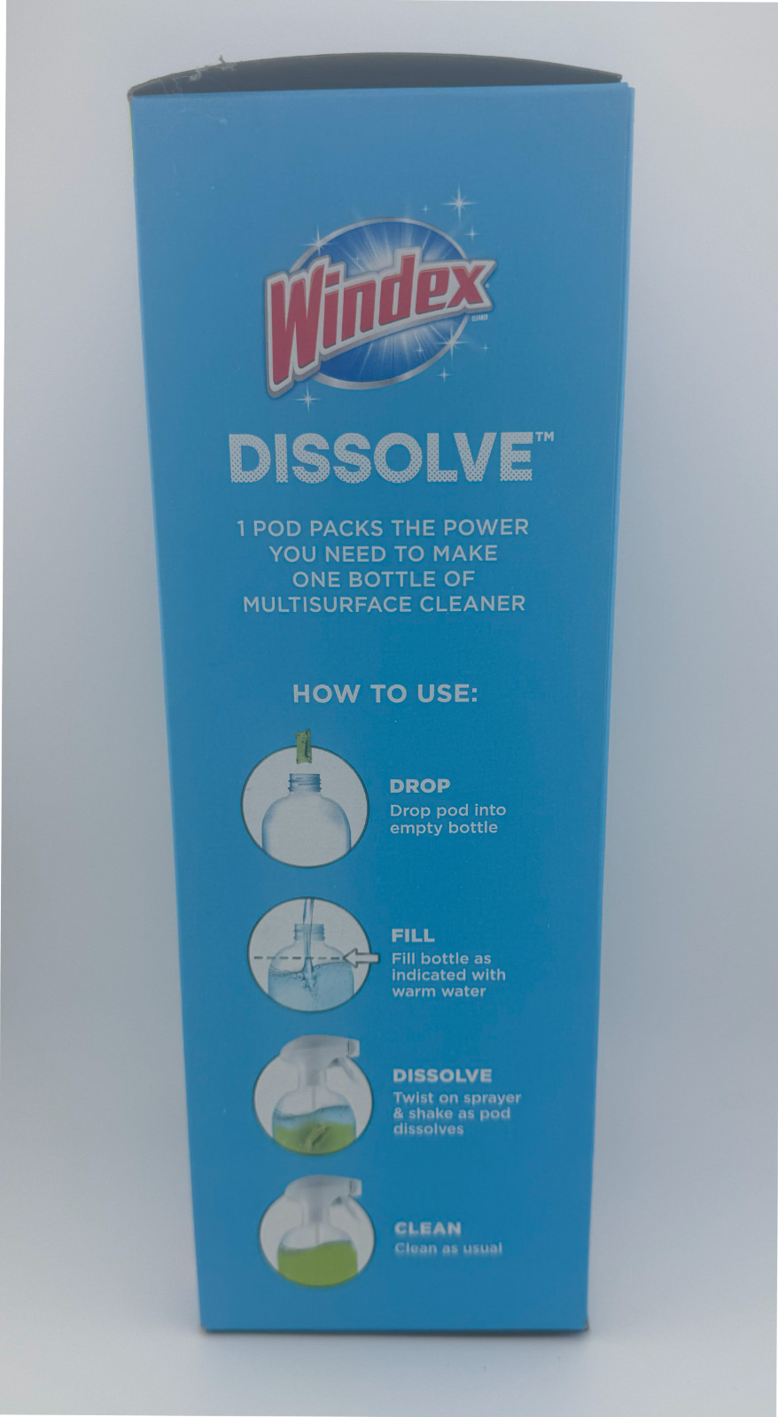 New Windex Dissolve Starter Kit – Reusable Bottle + Concentrated Pod Cleaner
