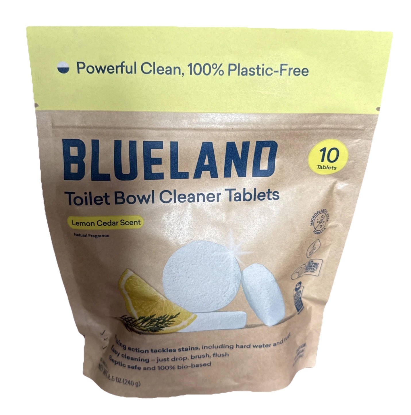 Blueland Toilet Bowl Cleaner 10 Tablets Lemon Cedar Scent 100% Plastic-Free