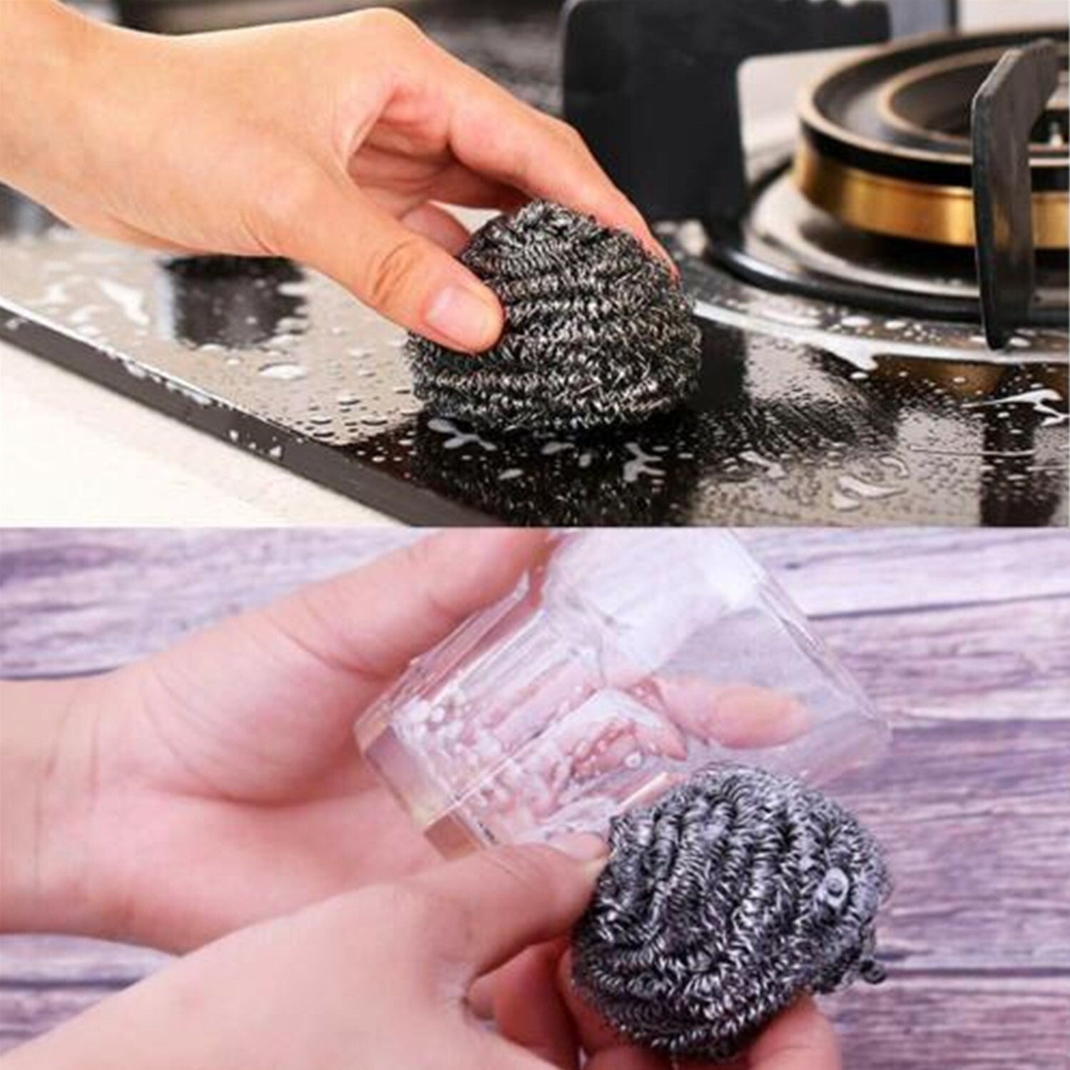 8 Pcs Stainless Steel Sponges Scrubbing Scouring Pad Scourer Kitchen Bathroom