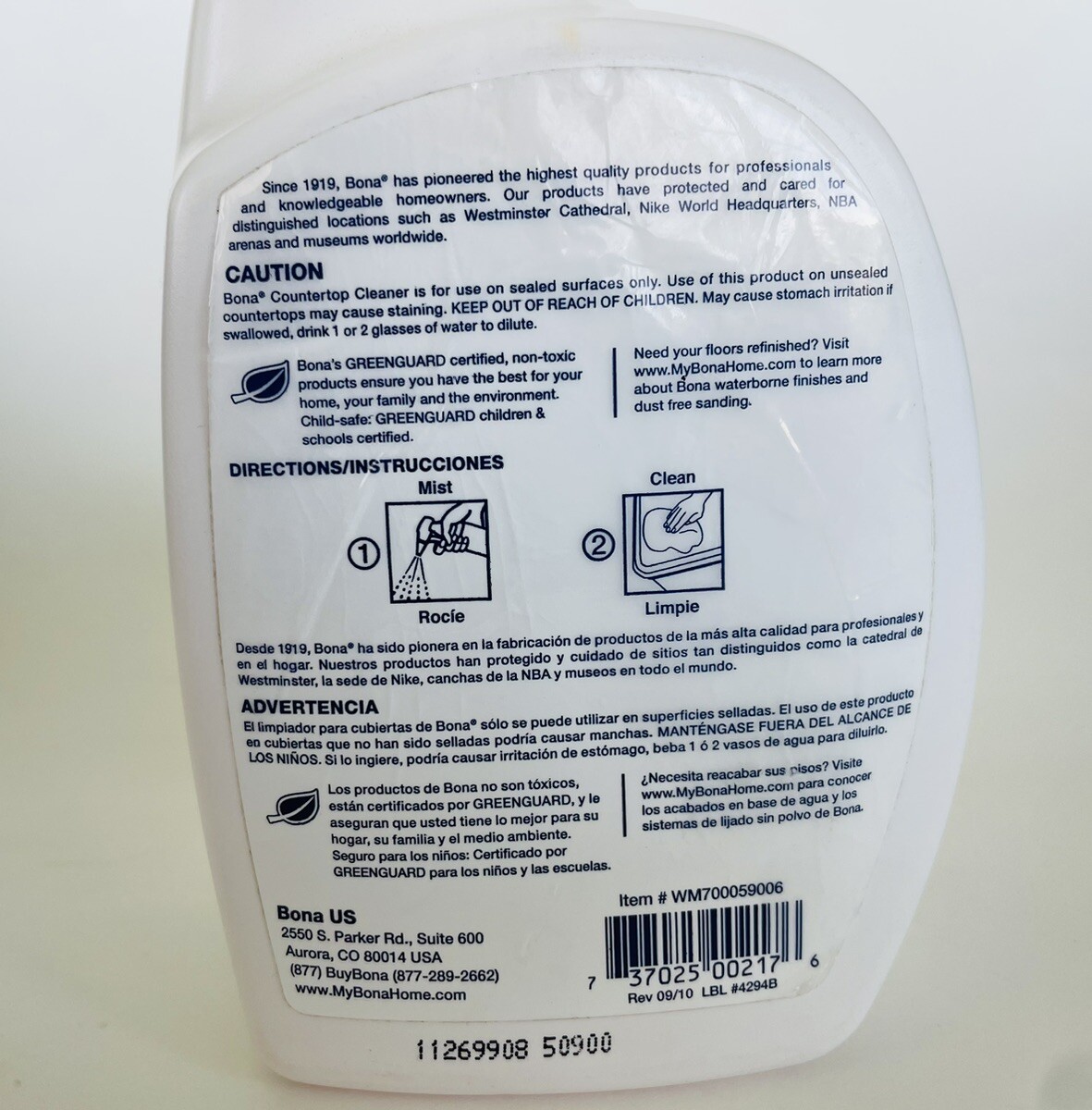 Bona Swedish Formula Countertop Cleaner, 36 Fl. Oz. Large Size, New & Rare