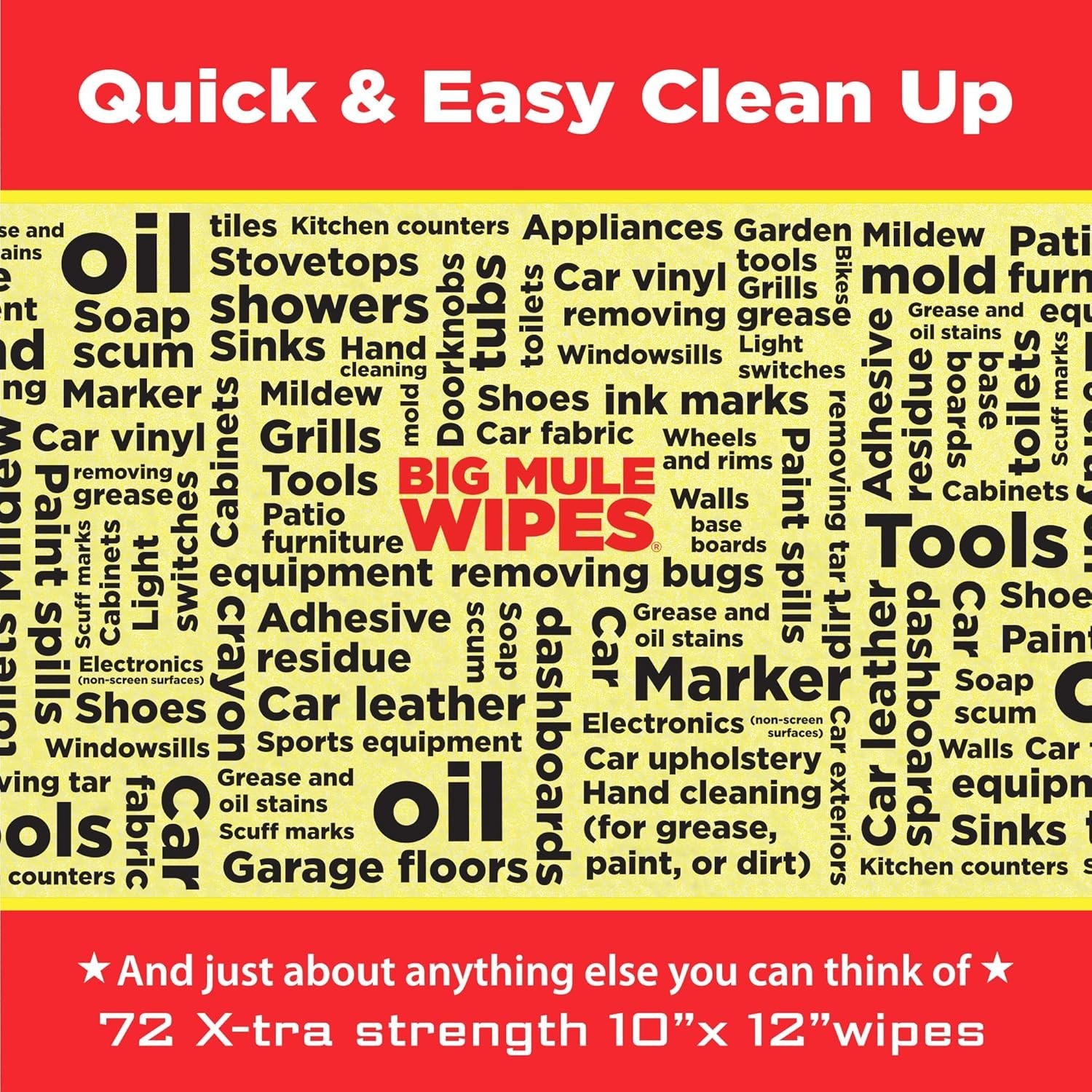 XL Heavy-Duty Cleaning Wipes – All-Purpose Wipes for Garage, Grease, Ink, Pai…