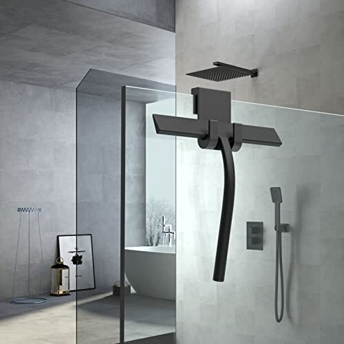 Squeegee Matte Black 9 Inch Streak Free Cleaning Shower Squeegee For Glass Doors