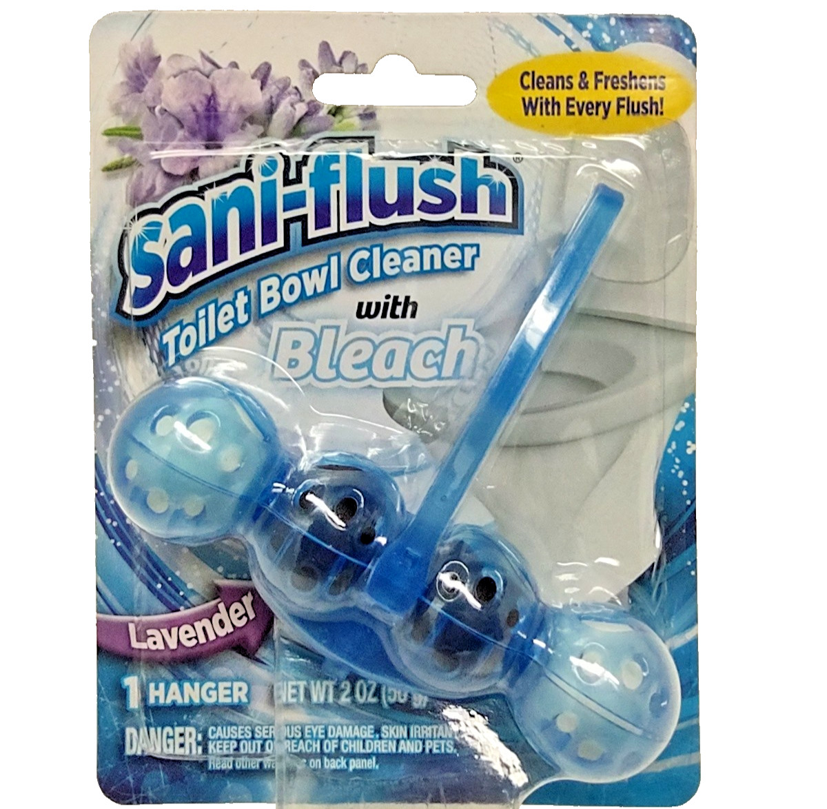 ( Lot 4 ) Sani-Flush Toilet Bowl Cleaner Lavender w/Bleach 4Balls Hanger 2 Oz Ea