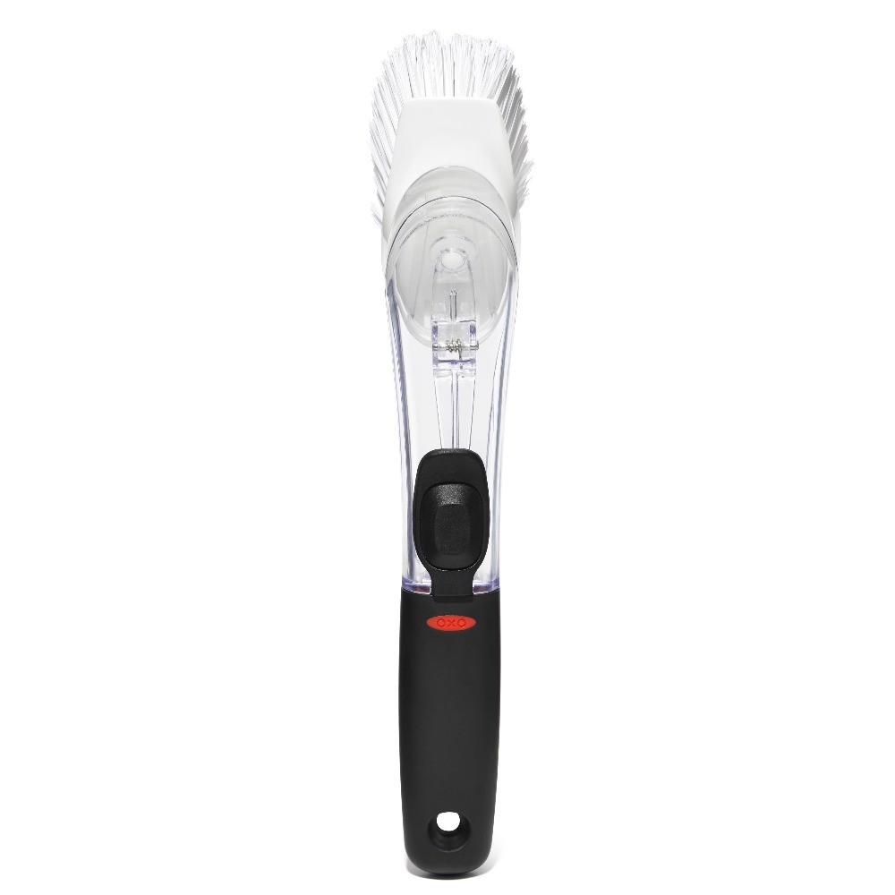 Soap Dispensing Dish Brush with Lever Handle Long Lasting Kitchen Cleaning