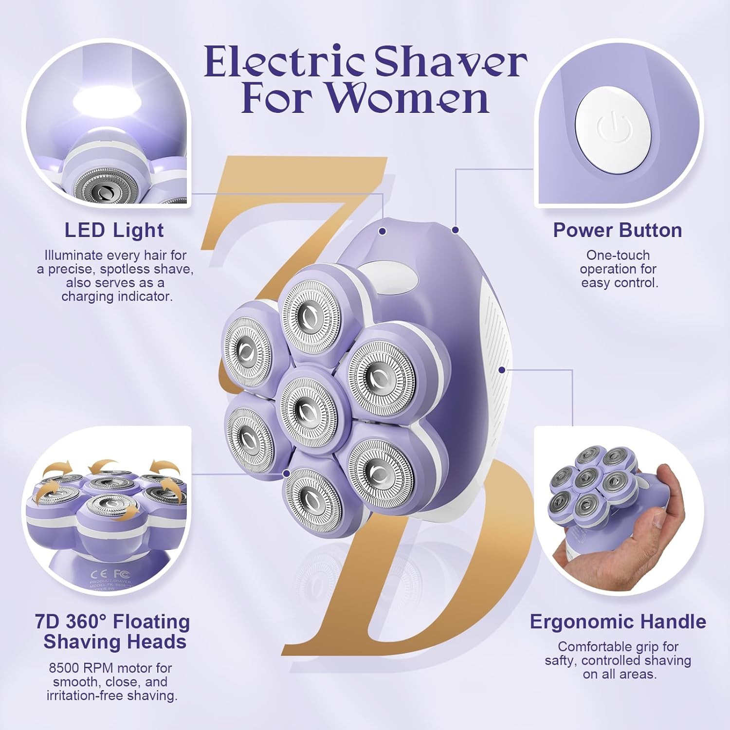 Electric Razors for Women Legs: 7D Fast & Painless Full-Body Shaver for Silk S