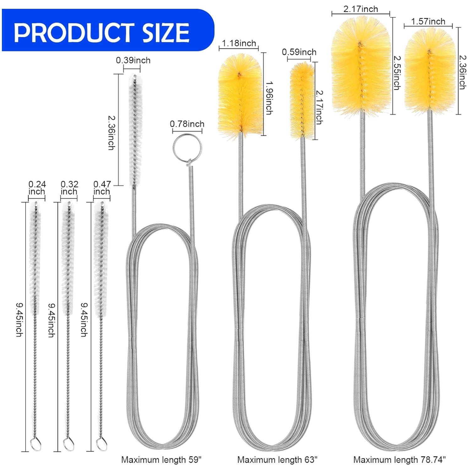 Drain Cleaning Brushes – Flexible & Durable – Yellow