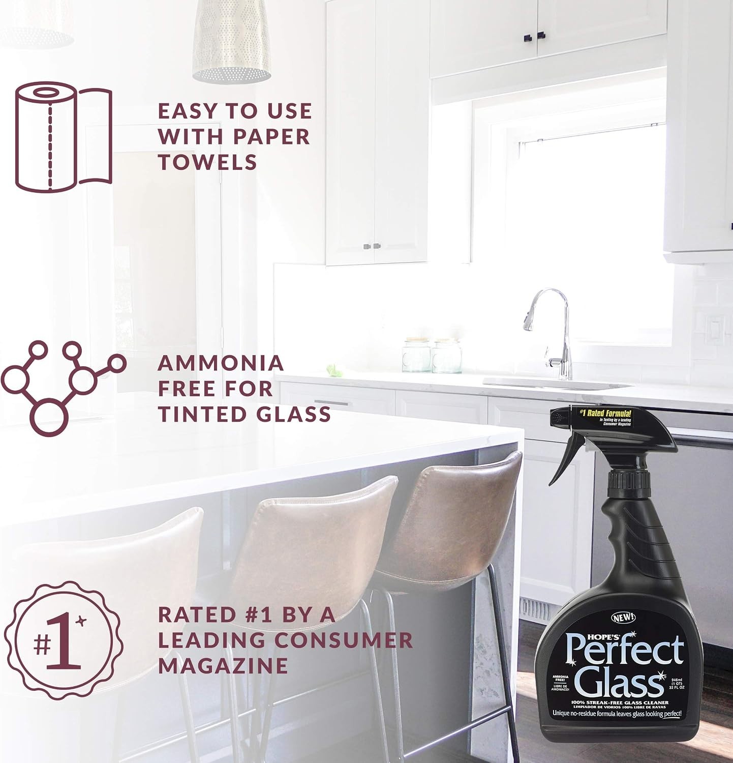 Perfect Glass Cleaner, Streak-Free, Ammonia-Free Window, Mirror, Screen, and …