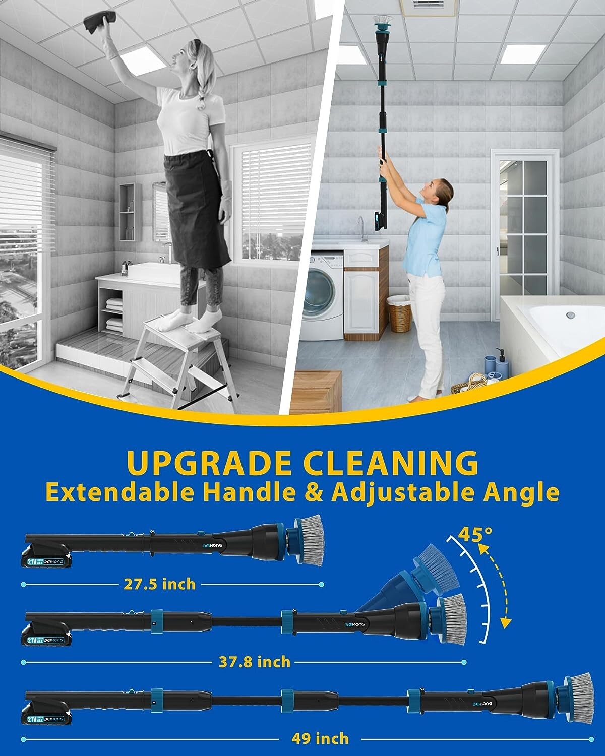 Bei&Hong Electric Spin Scrubber 1000rpm Cordless with Lithium Battery