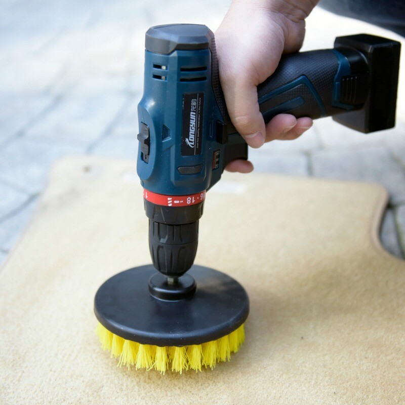 48 Pcs Carpet Mat 5″ Round Brush w/Power Drill Attachment (Soft, Medium, Heavy)
