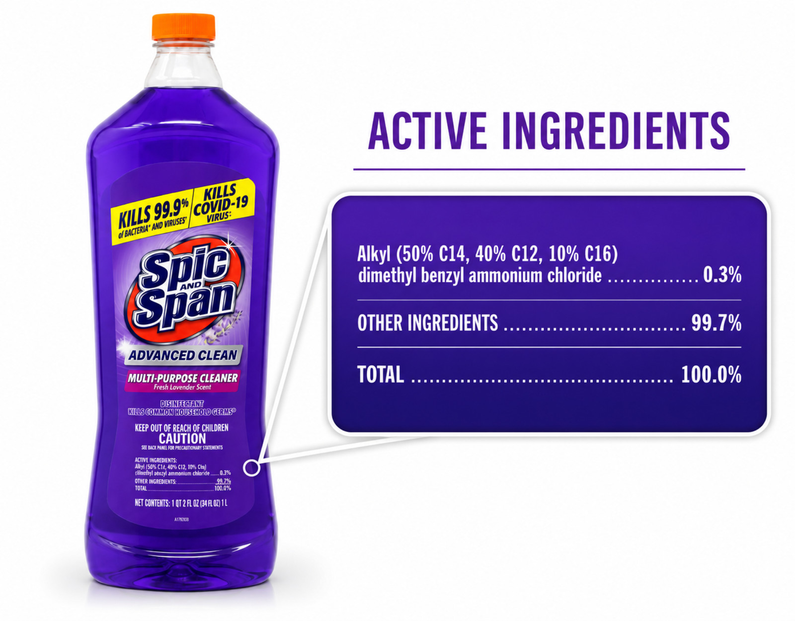 Spic and Span Multi-Surface Floor Cleaner Lavender 34 oz 3 Pack