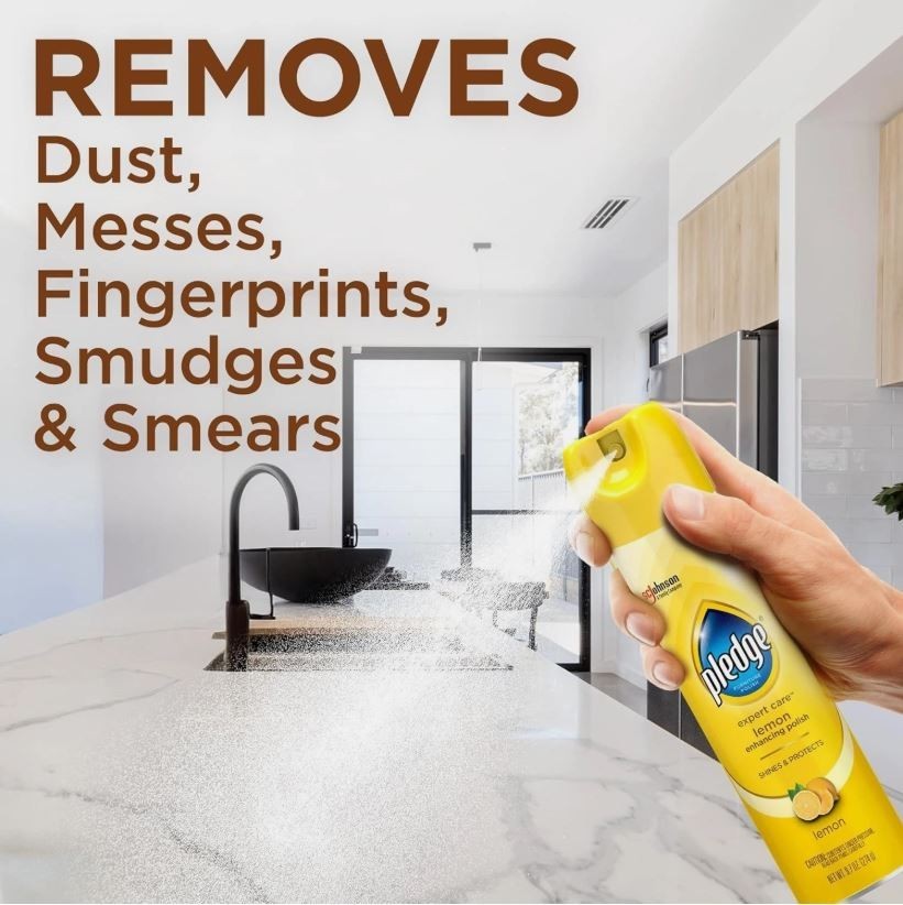 Pledge Enhancing Polish, Furniture & Wood Spray, Lemon Scent, 9.7Oz (Pack of 3)