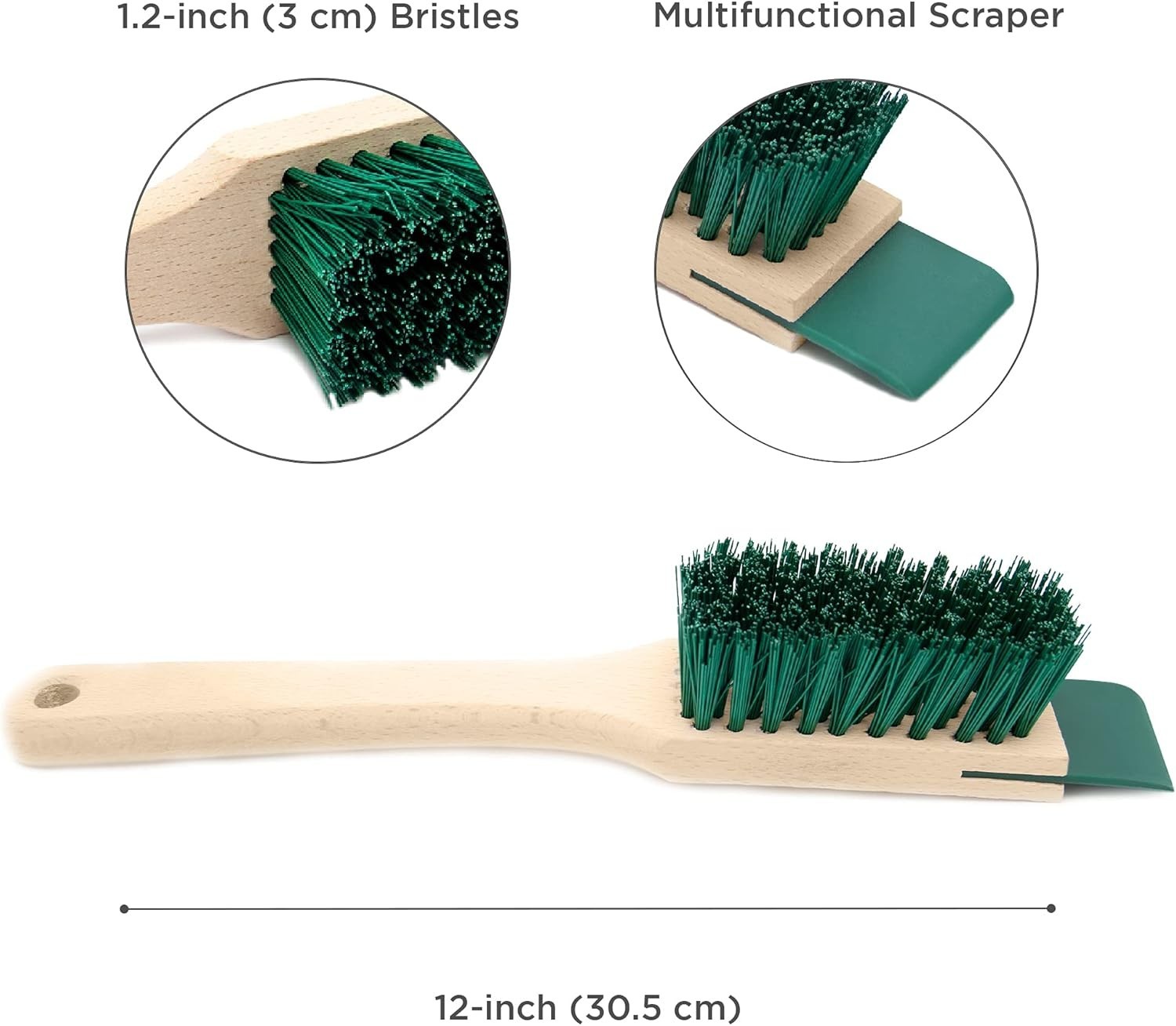 Harrison Greys Heavy Duty Scrubbing Brush Stiff Bristle Wooden Handle Scraper