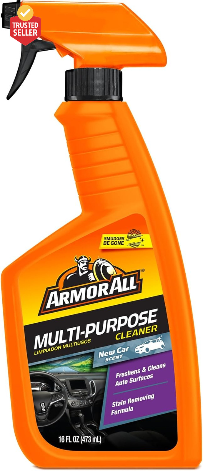 Multi-Purpose Car Cleaner Spray with Odor Elimination Technology, 16 Fl Oz Spray