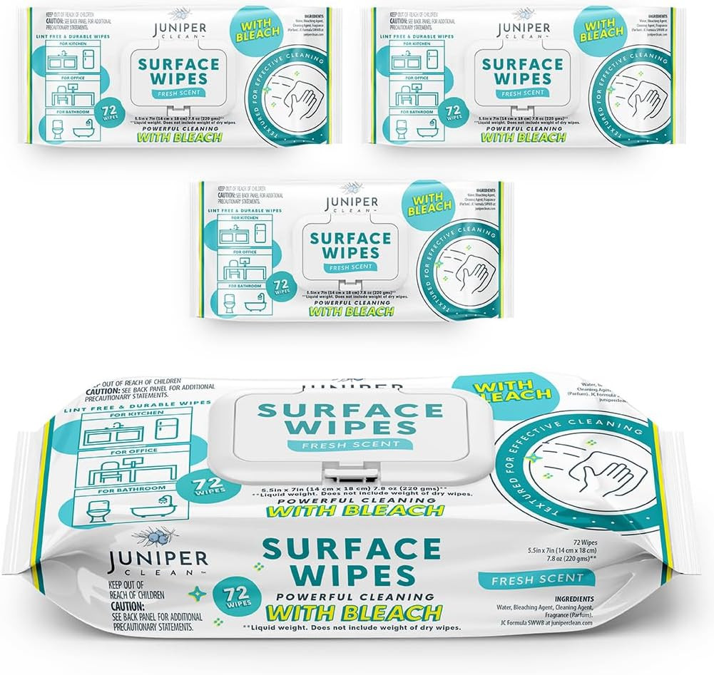 3 Pack Surface Cleaning Wipes with Bleach, All-Purpose Cleaner for Bathroom, Kit