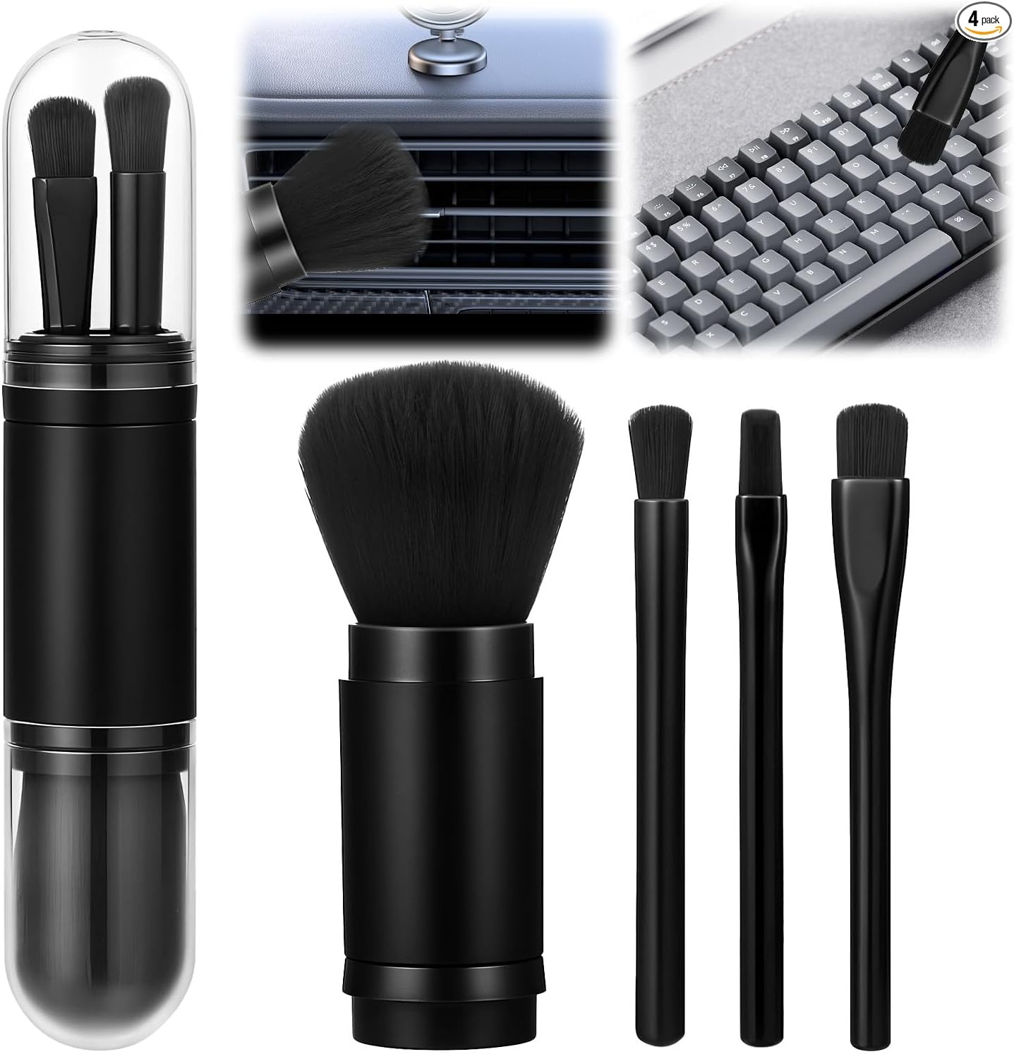4 Pack Exquisite Duster Brush Kit, Mini Keyboard Cleaning Brushes Kit Model Clea