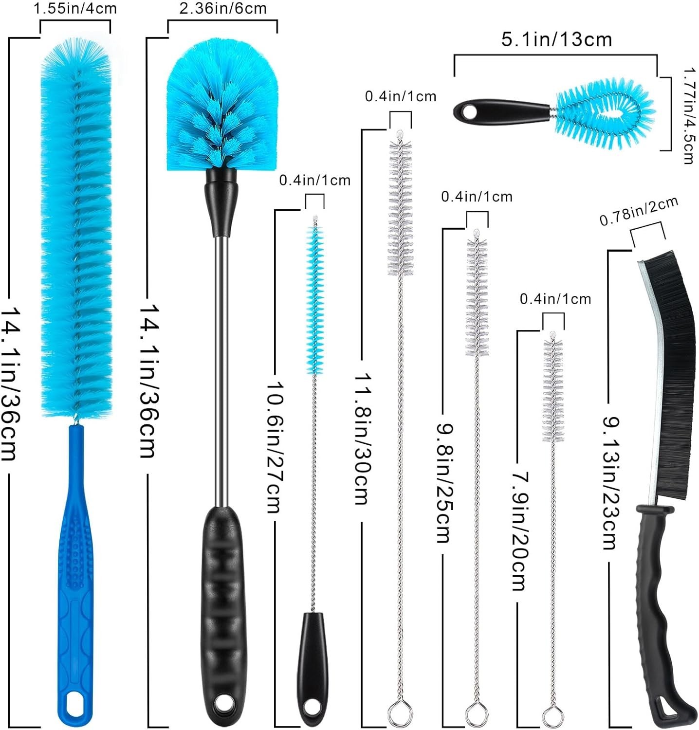 13 Pcs Bottle Brush Cleaning Set Long Handle Bottle Cleaner for Washing Narrow