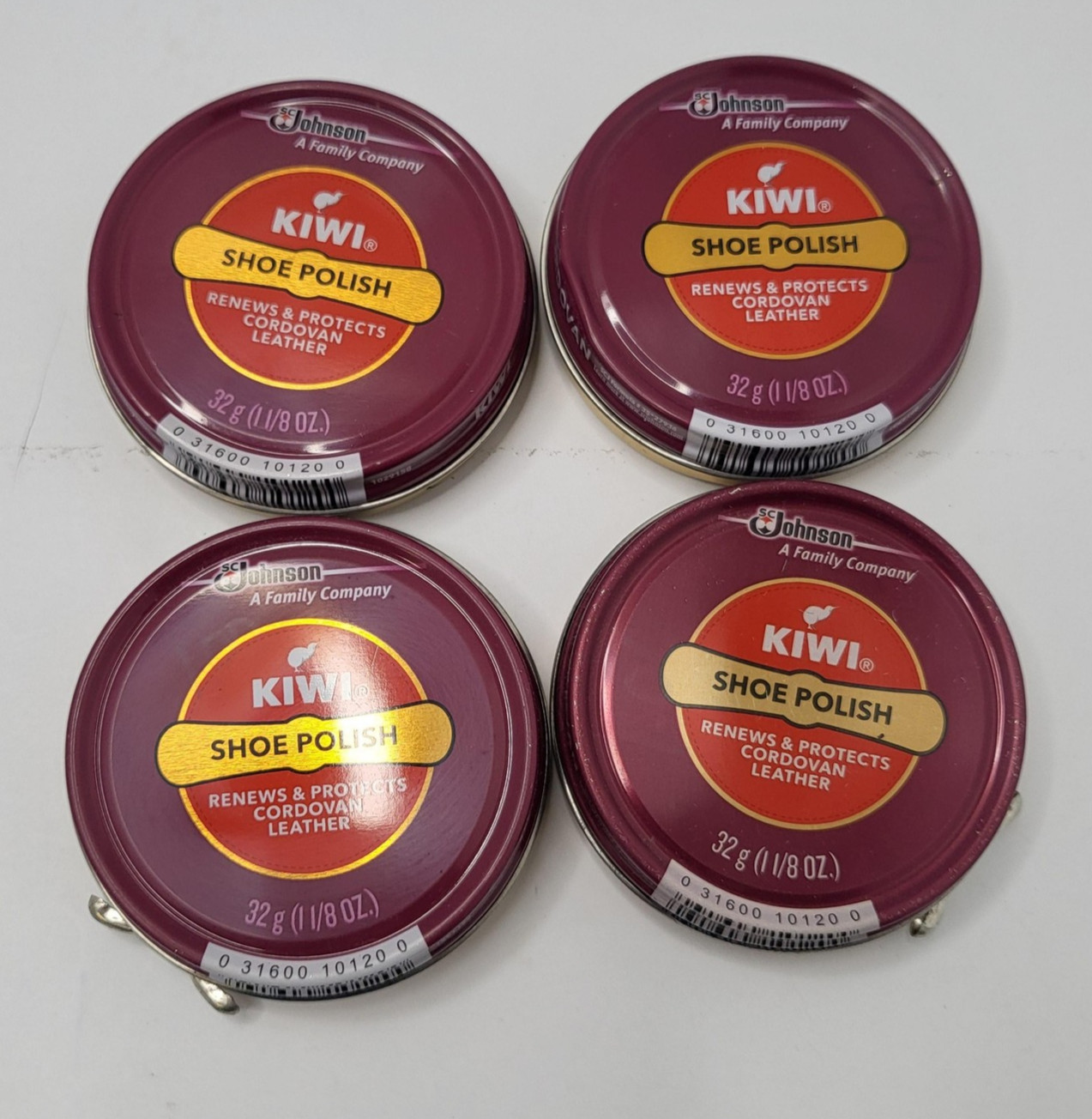 Kiwi 4pk Shoe Polish Cordovan Leather 32g 1 1/8 Oz Tins Brown Honduras
