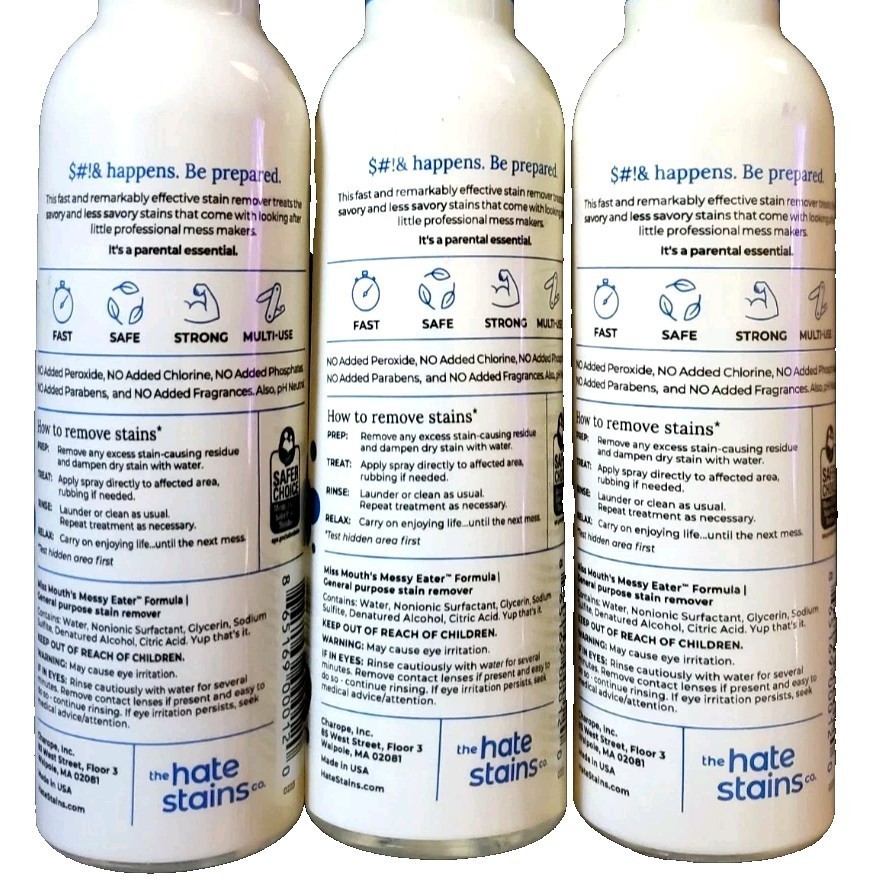 3-pk 4oz Miss Mouth’s Messy Eater Stain Treater Spray (12oz Total) Stain Remover