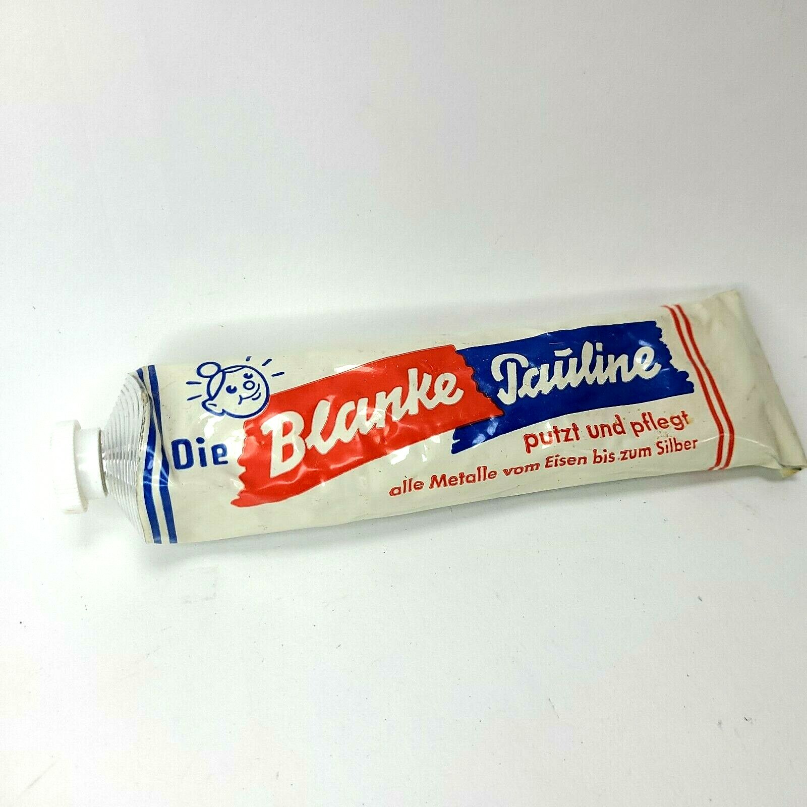 Vtg German Metal Polish Die Blanke Pauline All Metal Mid Century 7oz NOP Detaili