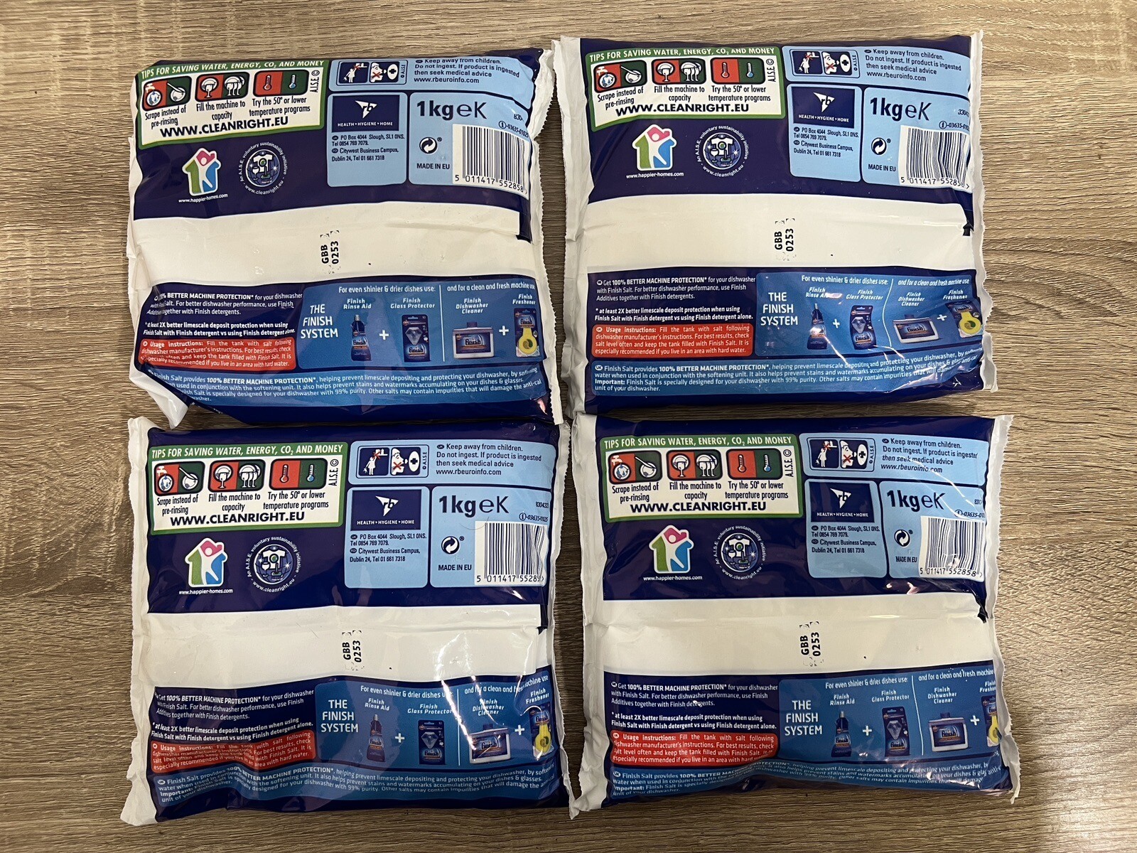 4 Pack Finish Dishwasher Water Softener Salt for Bosch Dishwasher 1KG each