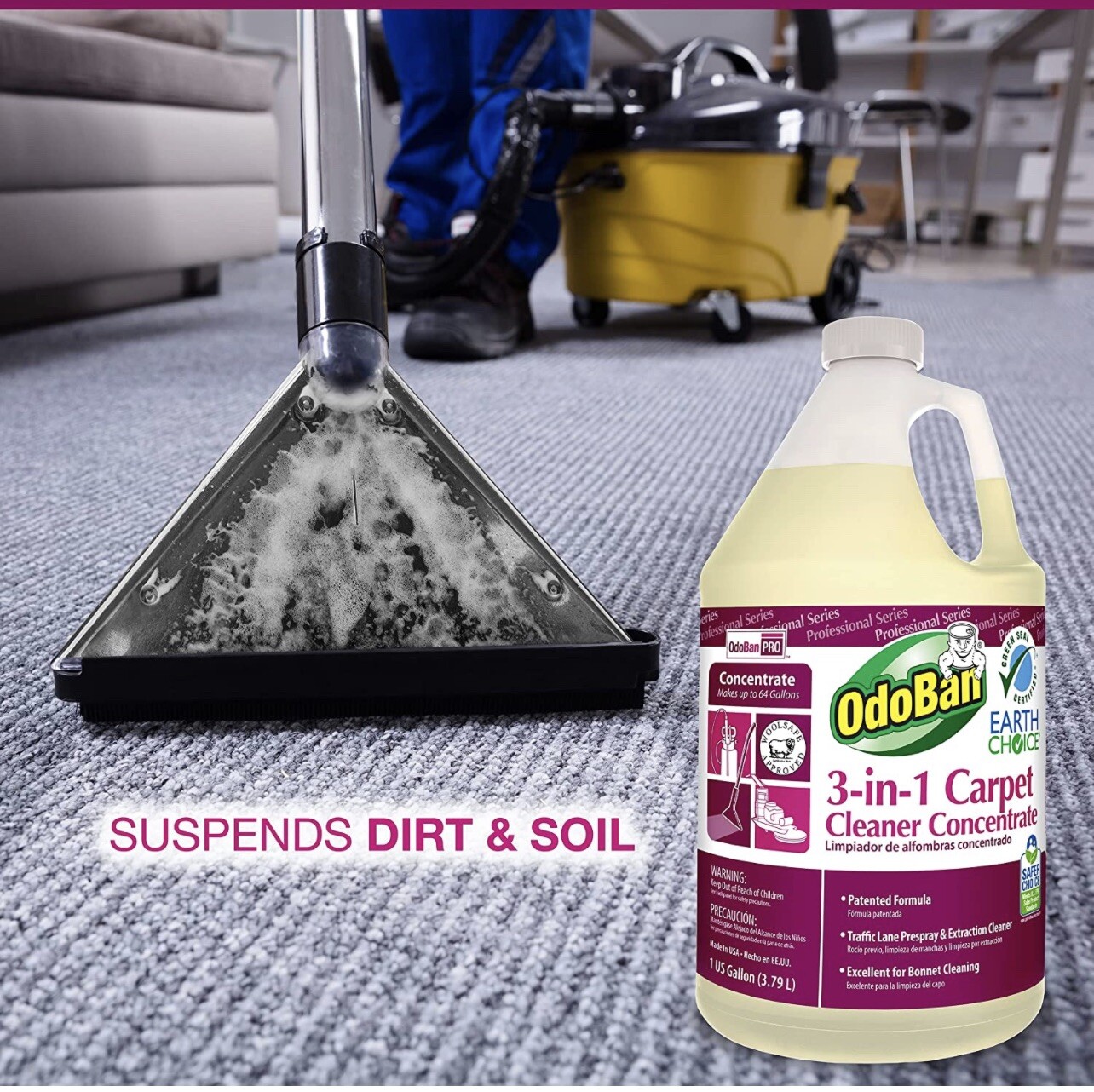 New OdoBan Professional 3-in-1 Carpet Cleaner Concentrate, 1 Gallon