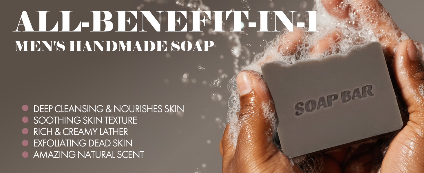 Natural Soap for Men, Soap Bar with ential Oils, Cold Pred Bar Soap