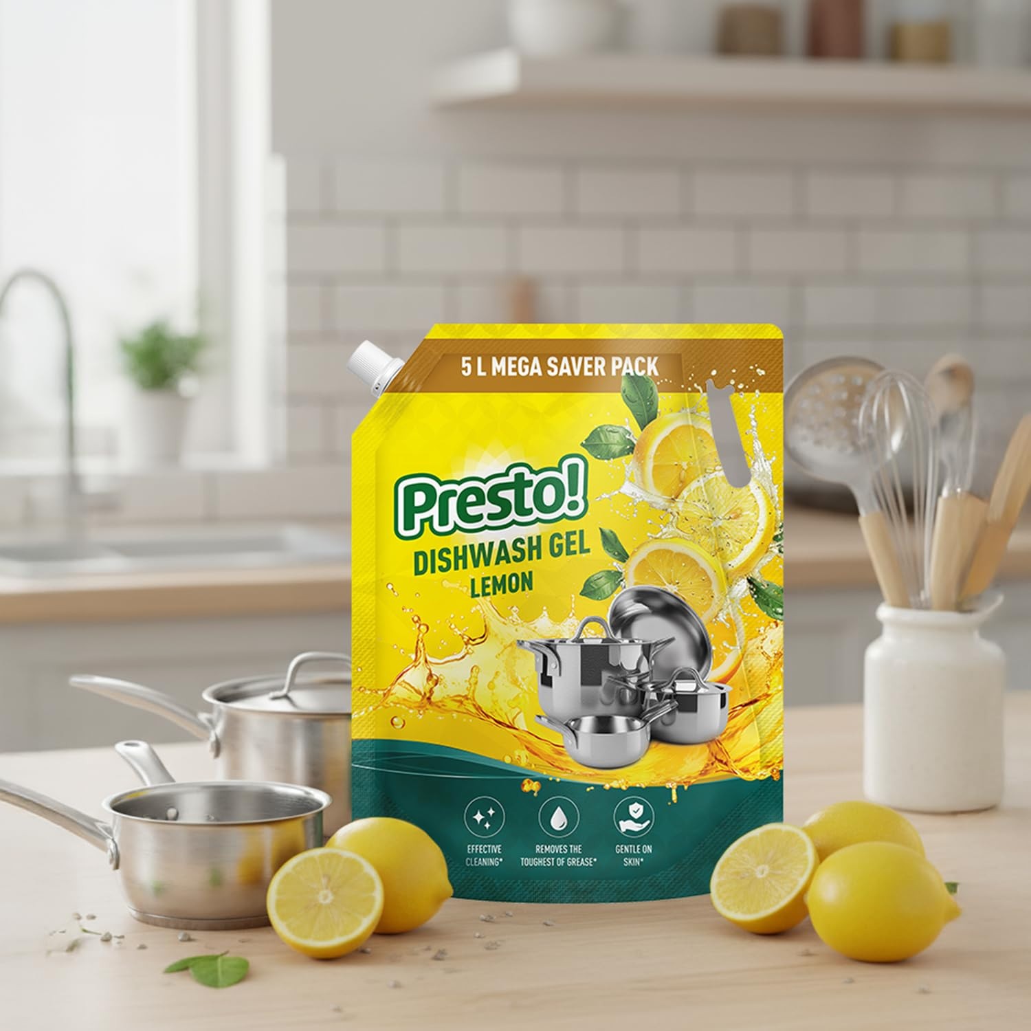 Presto! Dishwash Gel Lemon 5 L Refill Value Pack Dishwash Liquid