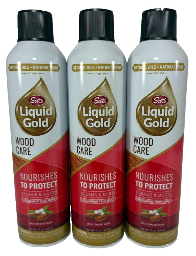 3X Scott’s Liquid Gold Wood Care Furniture Polish & Cleaner Almond Scent 10 Oz