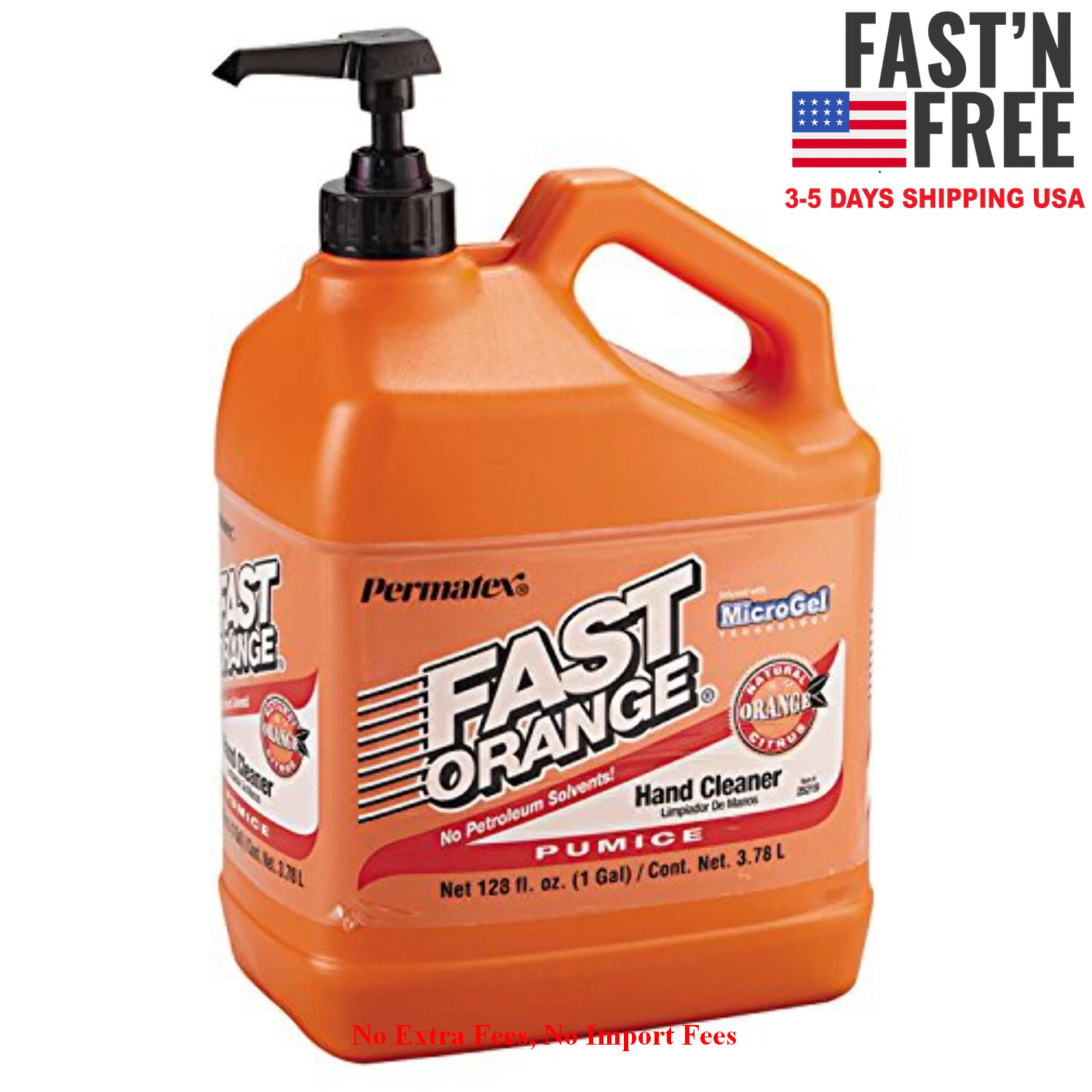 Fast Orange Pumice Hand Cleaner 1 Gal. Orange Scented Natural Citrus Scent 2PACK