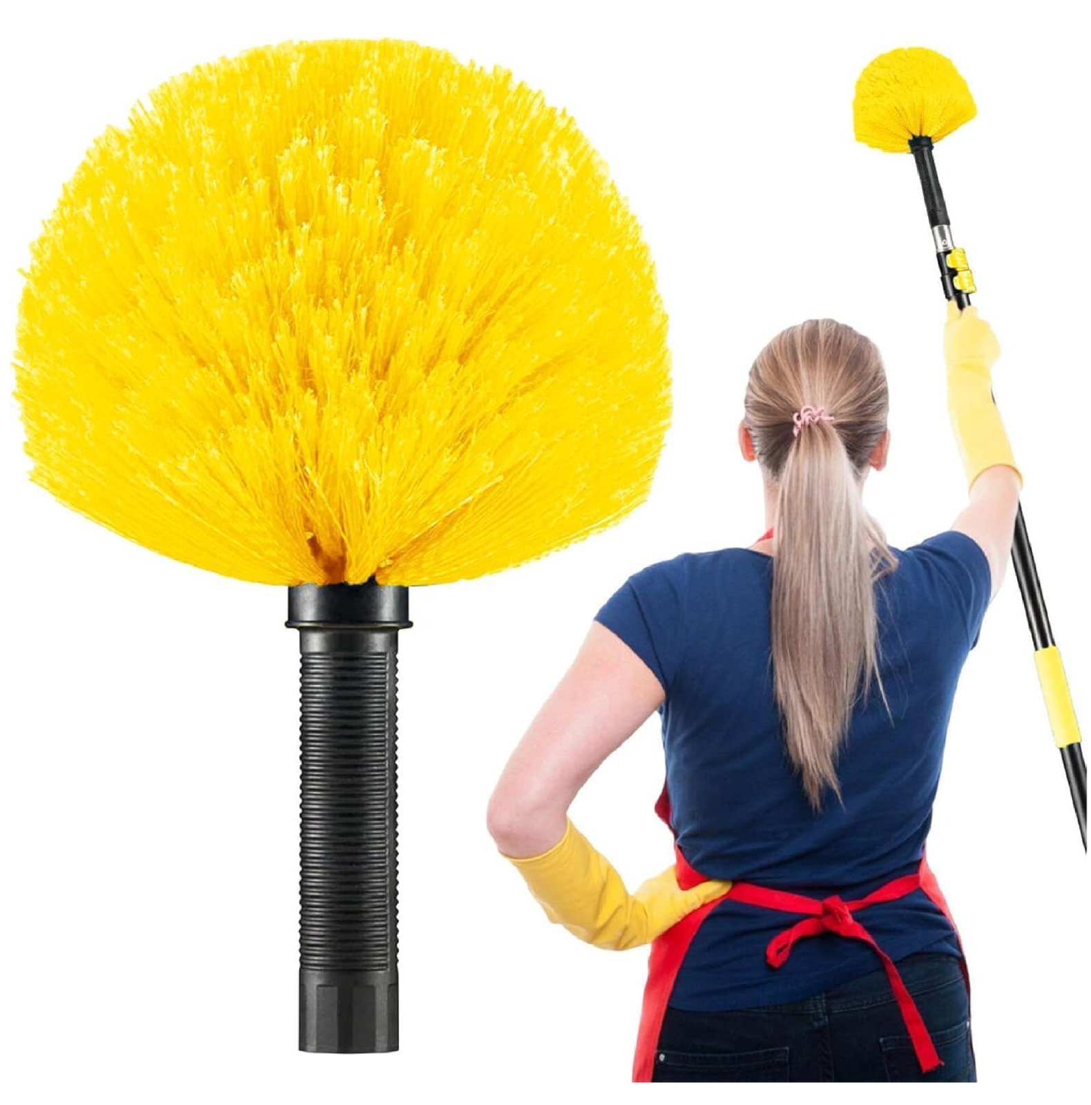 Duster Brush Head, Spider Web Cleaning Tool, Indoor & Outdoor Use, Fits 3 Cobweb