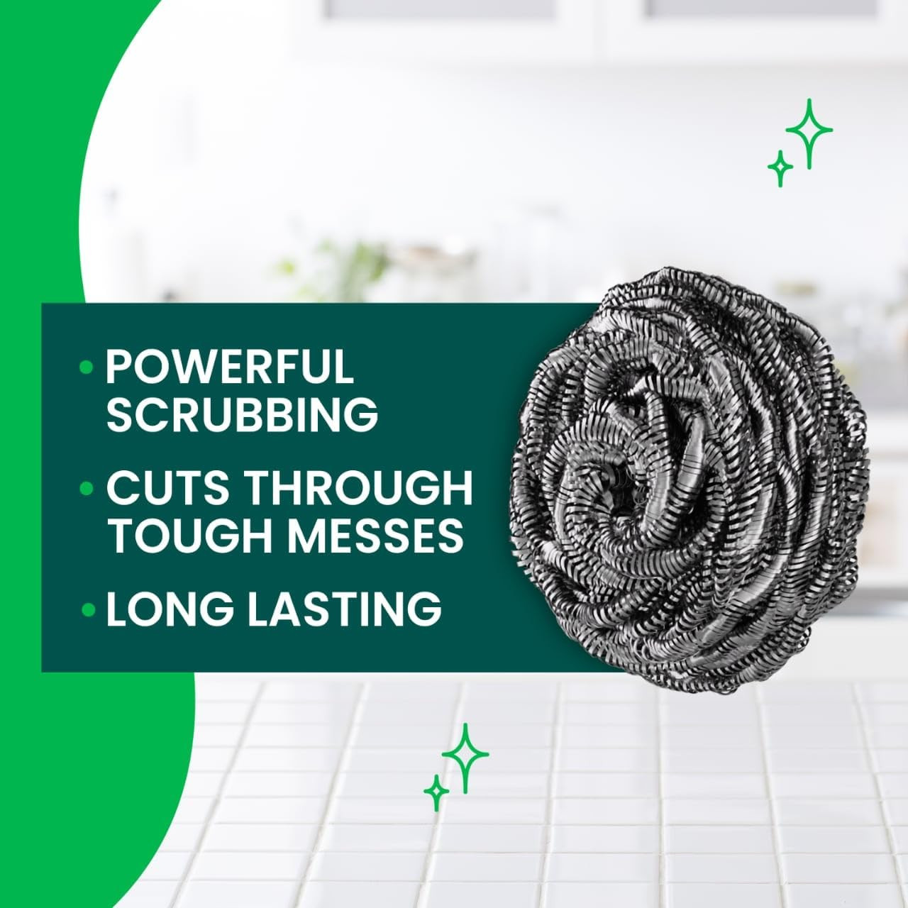 Stainless Steel Scrubbers – 3-Pack for Dishes, Kitchen & Household Cleaning