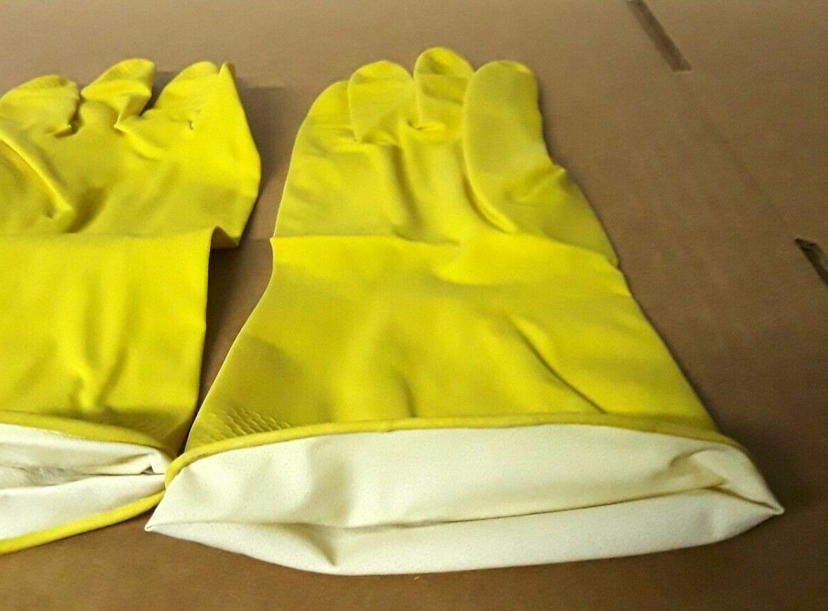 Yellow Latex Gloves (Can Mix Size S-XL) Plus FREE Inspector Dish Wash Trboxtapes