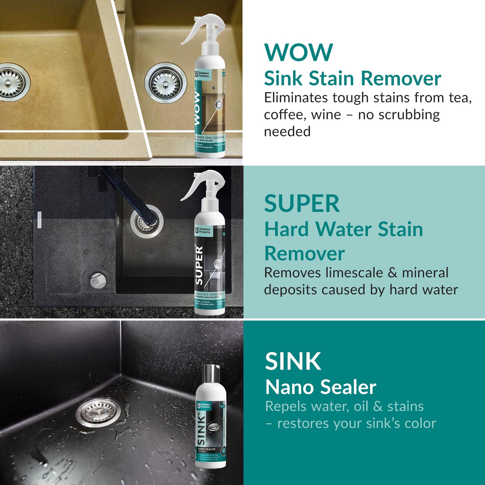 Shieldon Protects Sink Restorer Kit – 3-Step System: Heavy Duty Kitchen Sink …