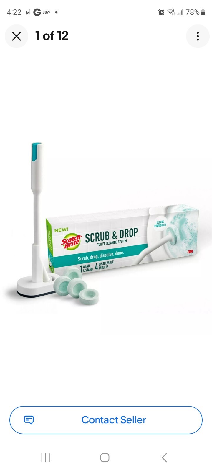 Scotch-Brite Scrub & Drop Toilet Cleaning 1 Brush /Holder +27 Dissolving Tablets
