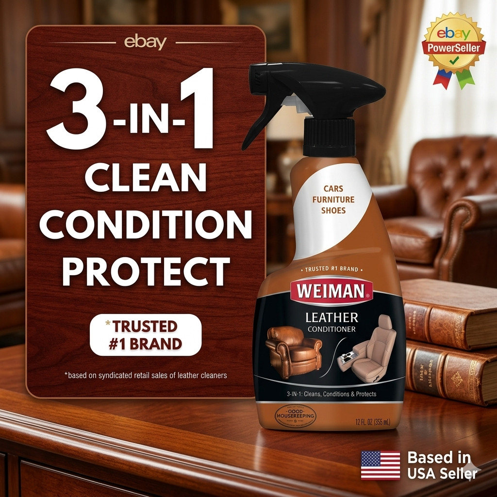 Weiman LEATHER CONDITIONER CLEANER Protect Restore Car Auto Seat Sofa 12oz spray