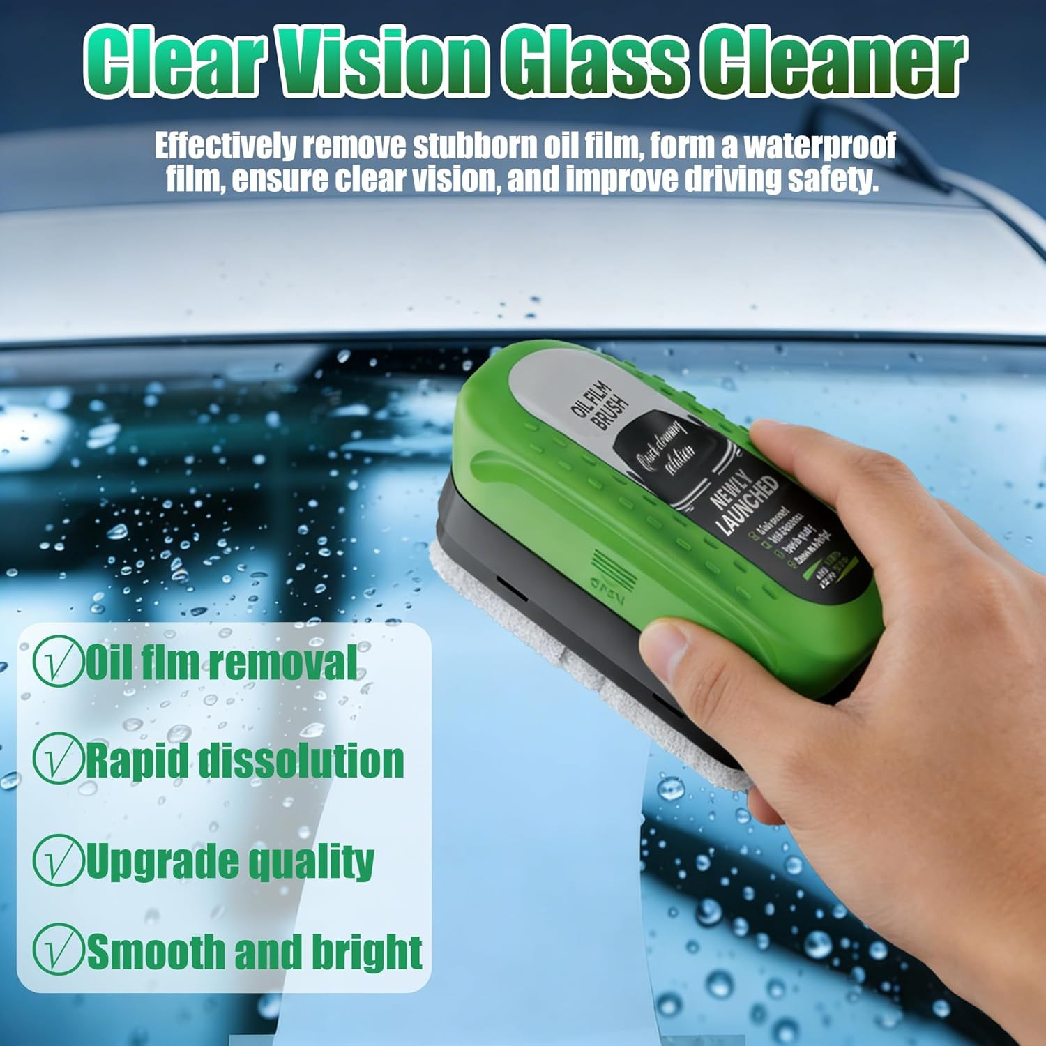 2Set Oil-Free Car Glass Brushes, 2026 Upgrade Clear Vision Glass Cleaner,120Ml A