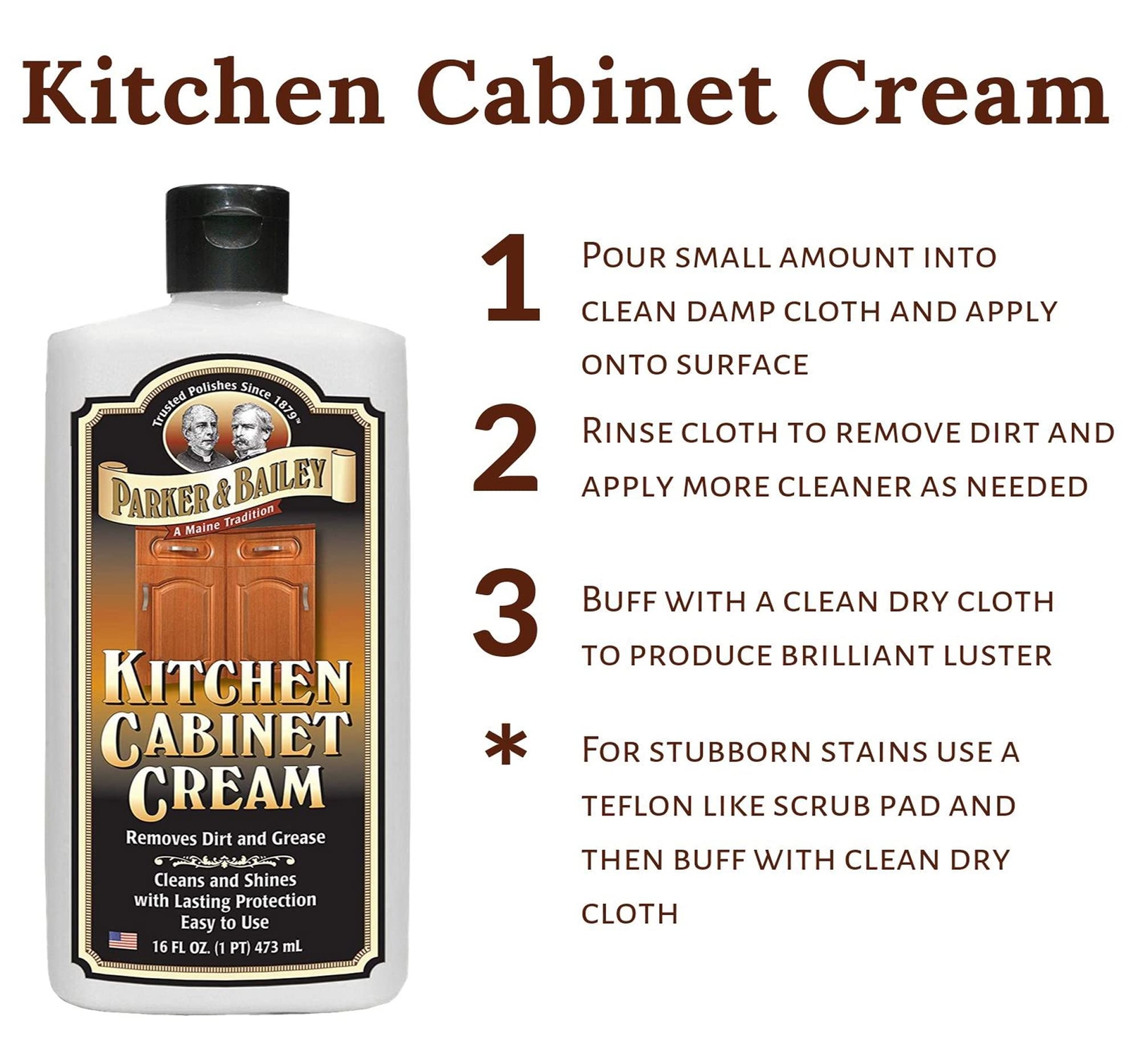 Parker and Bailey Kitchen Cabinet Cleaner Creme 16 Fl Oz Wood Restore and Polish