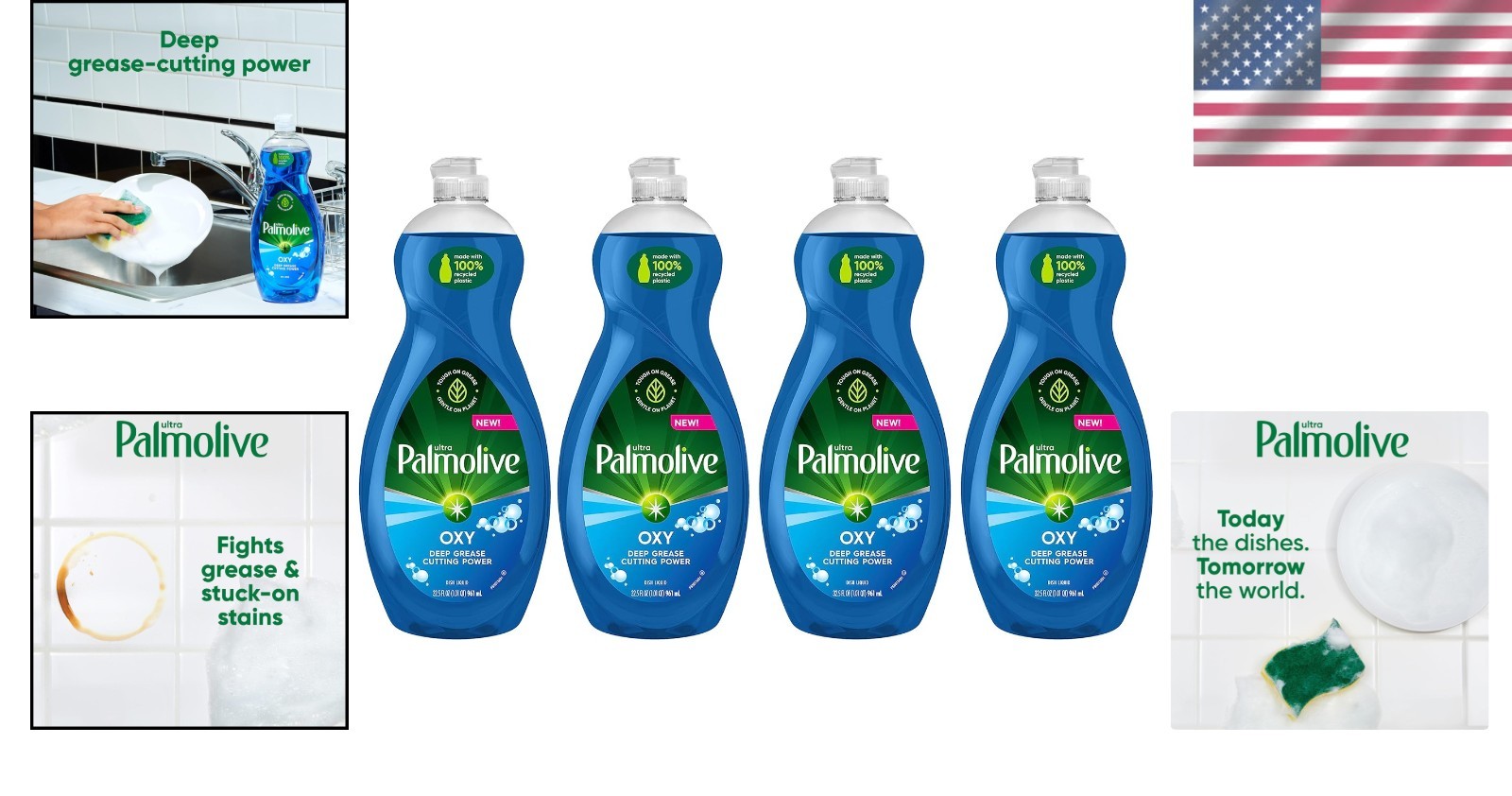 Ultra Dishwashing Liquid – Oxy Power Degreaser for Tough Stains, 32.5 Fl Oz x4