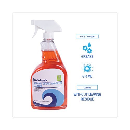 Boardwalk Natural Grease and Grime Cleaner, 32 oz Spray Bottle, 12/Carton