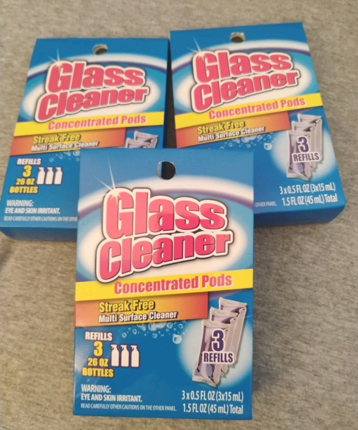 Glass Cleaner Concentrated Pods Lot Of 3