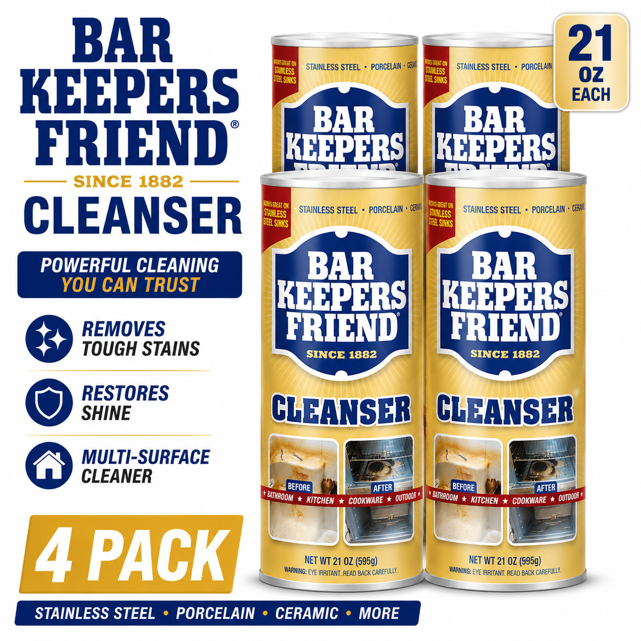 Bar Keepers Friend 21 oz. All-Purpose Cleaner and Polish (4-Pack)