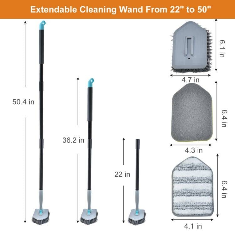 Shower Cleaning Brush With Long Handle 3 In 1 Tub And Tile Scrubber Brush With 5