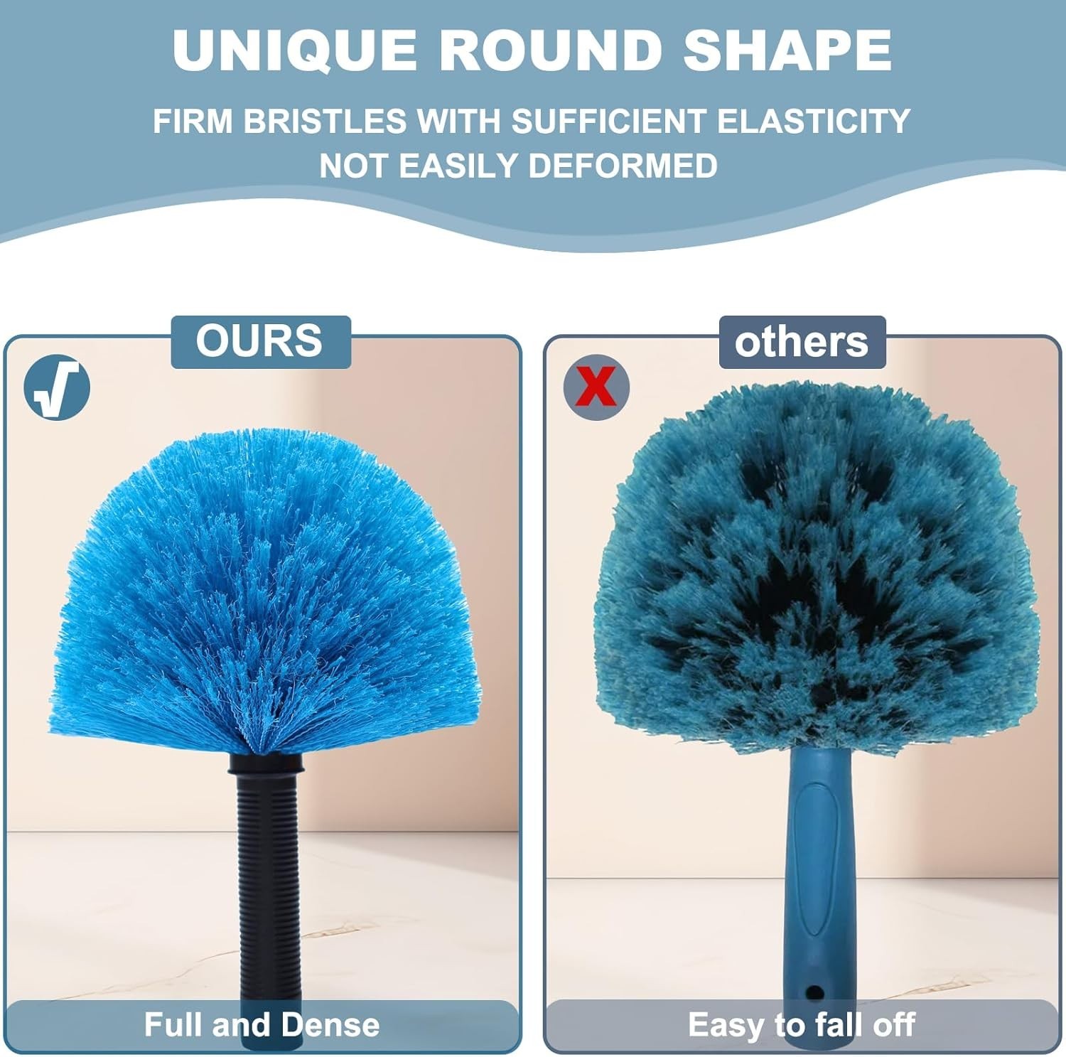 2 Pack Blue Twist-On Cobweb Duster Head Brush – Efficient Indoor & Outdoor Sp…
