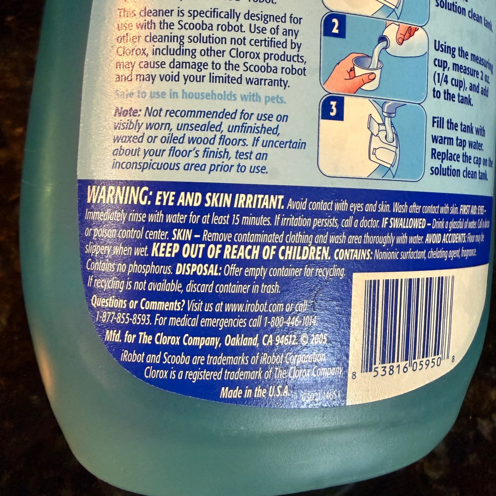 Lot of 2 Clorox iRobot Scooba Hard Floor Cleaner 32oz Sealed Hardwood 1 Quart