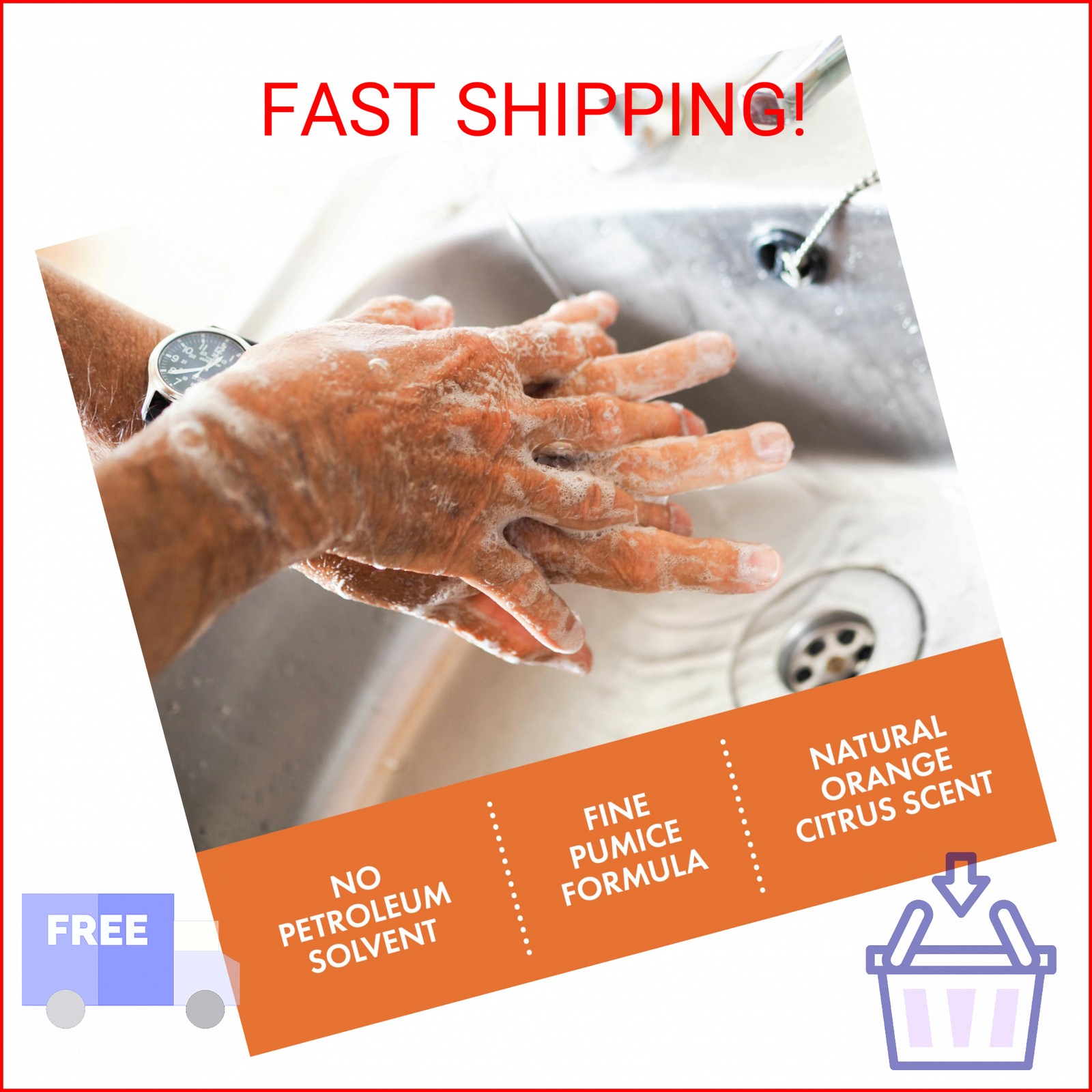 Permatex 25219 Fast Orange Pumice Lotion Hand Cleaners, Citrus, Bottle with Pump