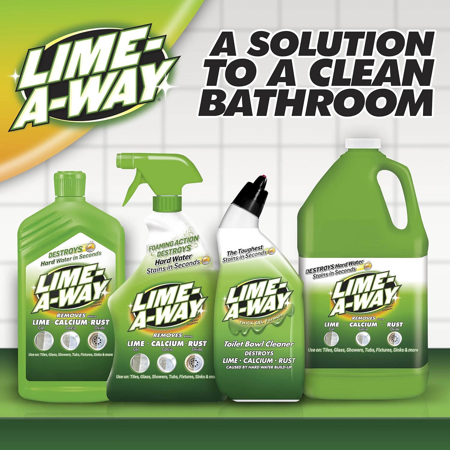 Lime-A-Way Hard Water Stain Remover Spray, Removes Lime, Calcium & Rust in Secon