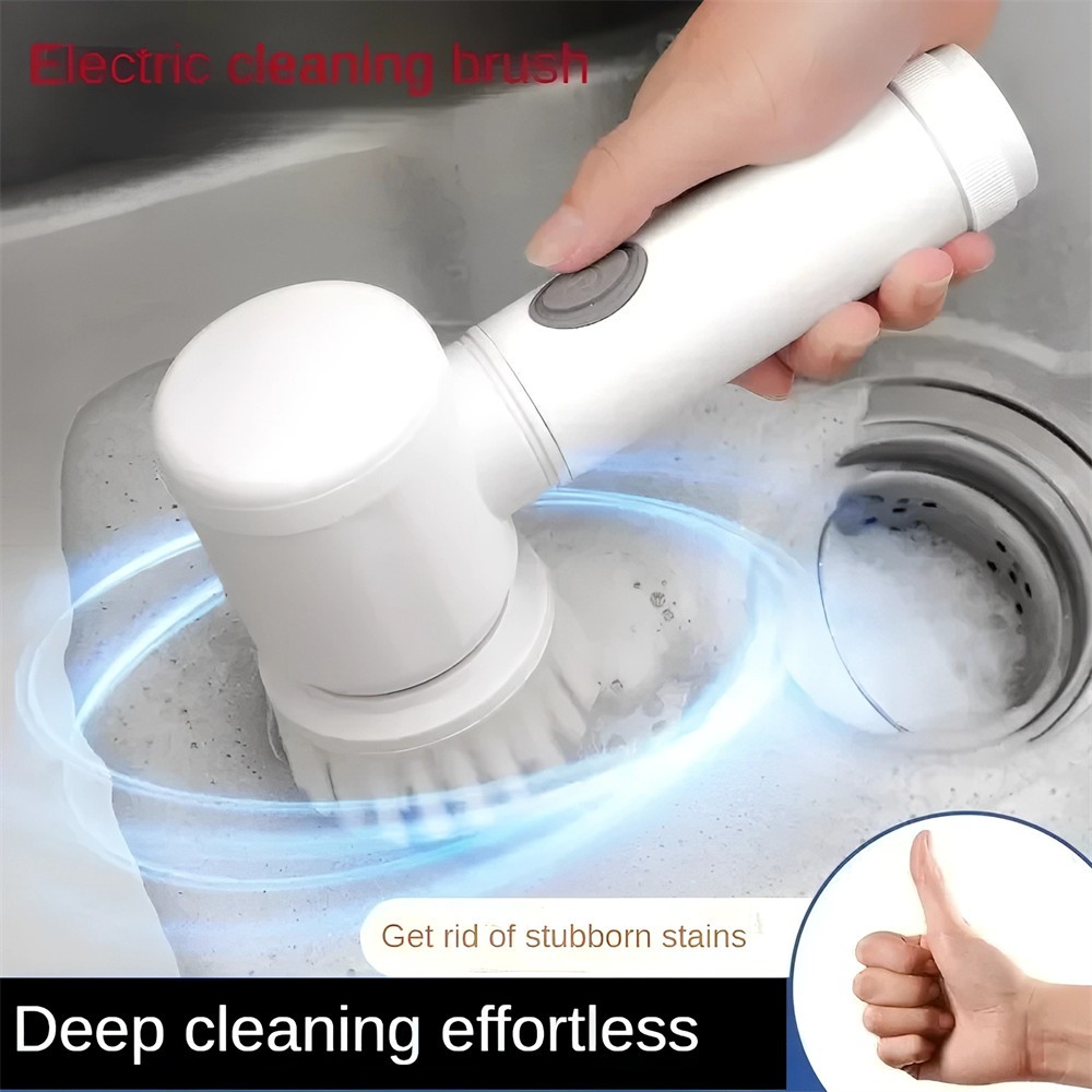 Electric Spin Scrubber Cordless – 5 Brush Heads, Multi-Function Cleaner for Tile