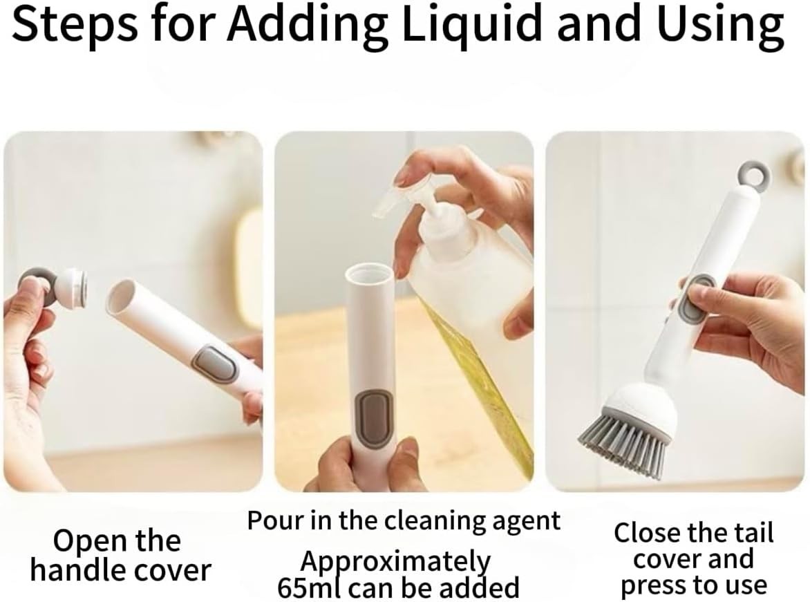 Dish Brush -6-in-1 Dish Brush W/ Detergent Dispenser Adjustable Angle & Rotating